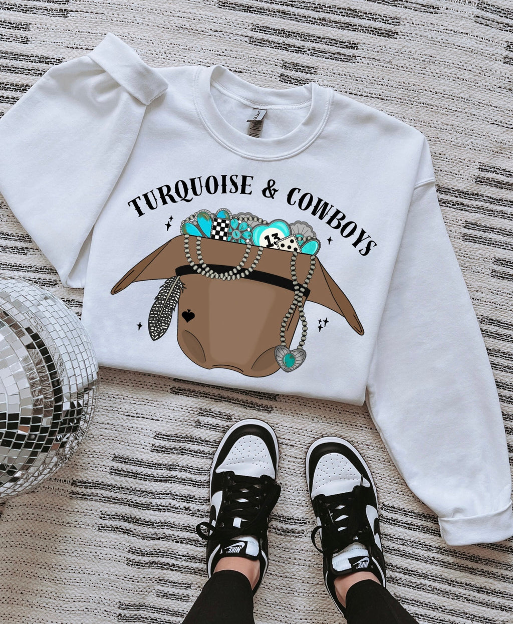 Turquoise & Cowboys TEE or CREWNECK