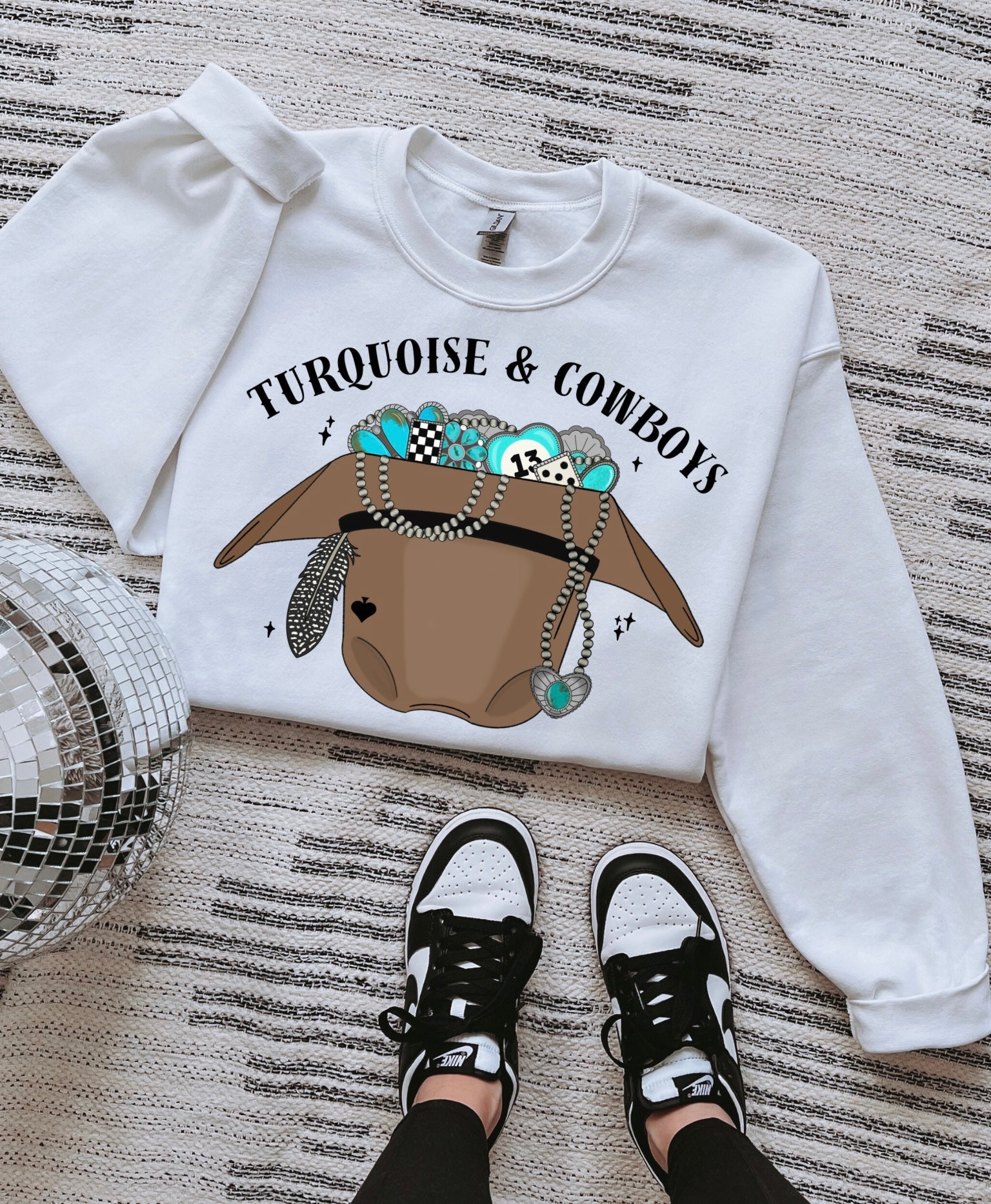 Turquoise & Cowboys TEE or CREWNECK