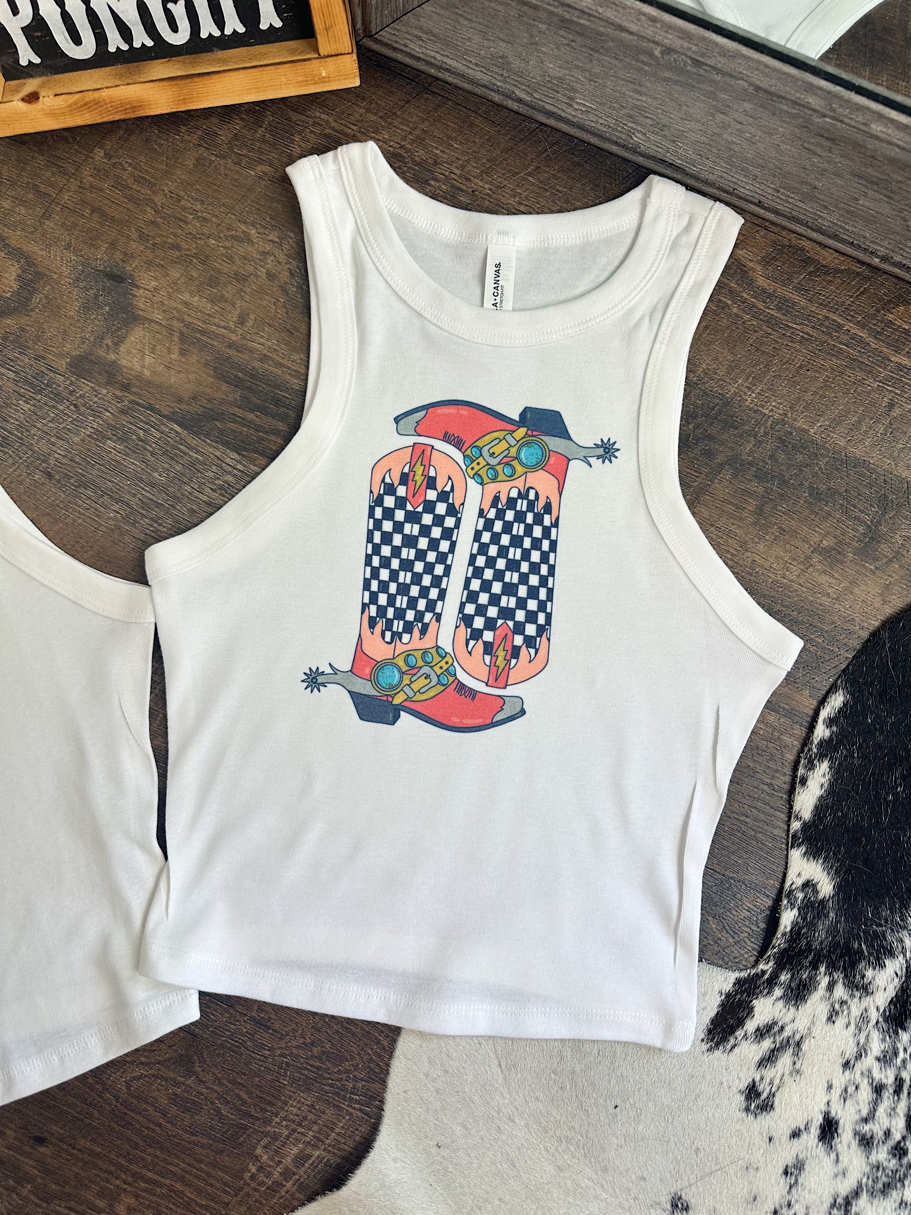 Cowboy Boots Cropped Tank
