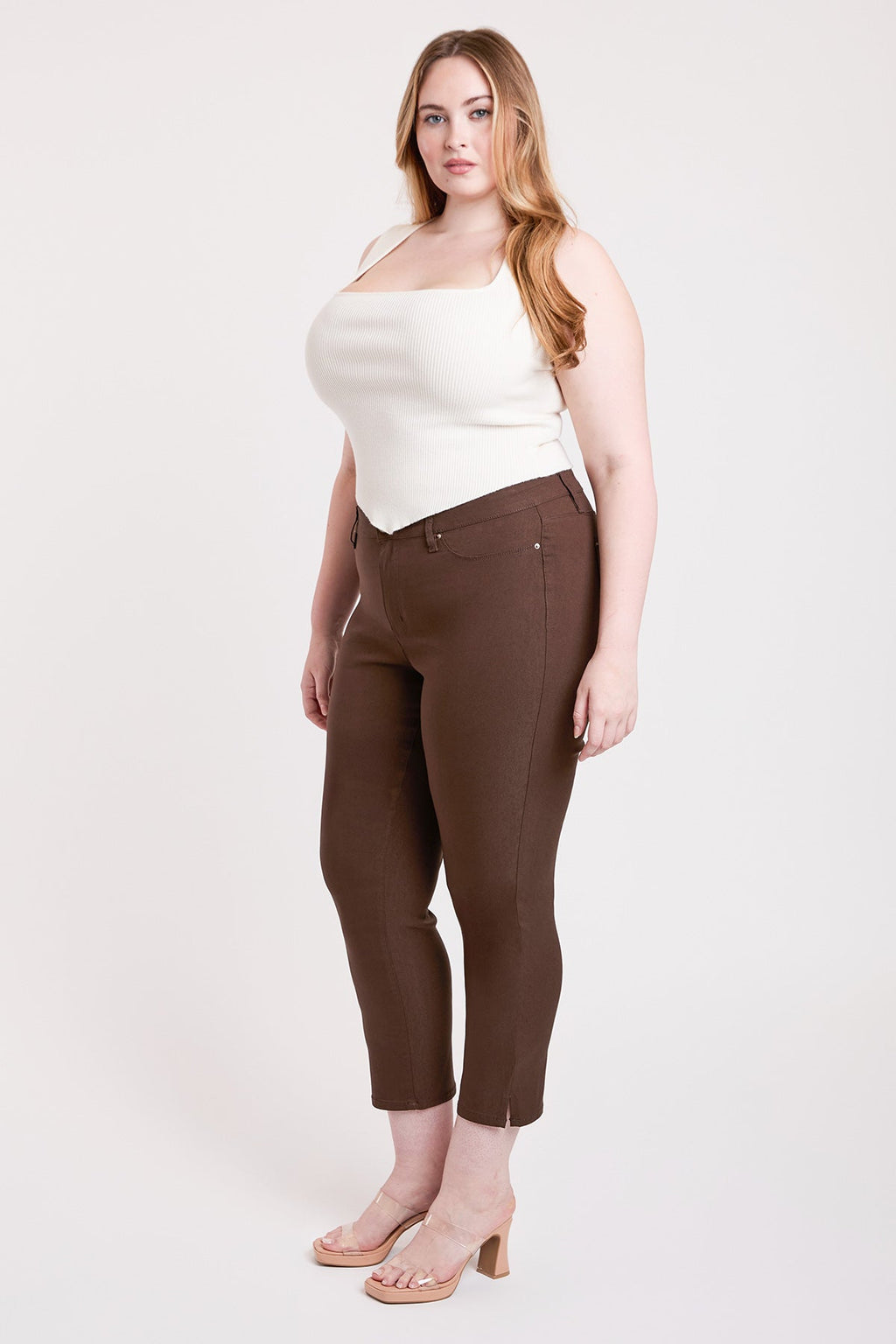 Women's Plus High Rise Hyperstretch Cropped Straight Pants