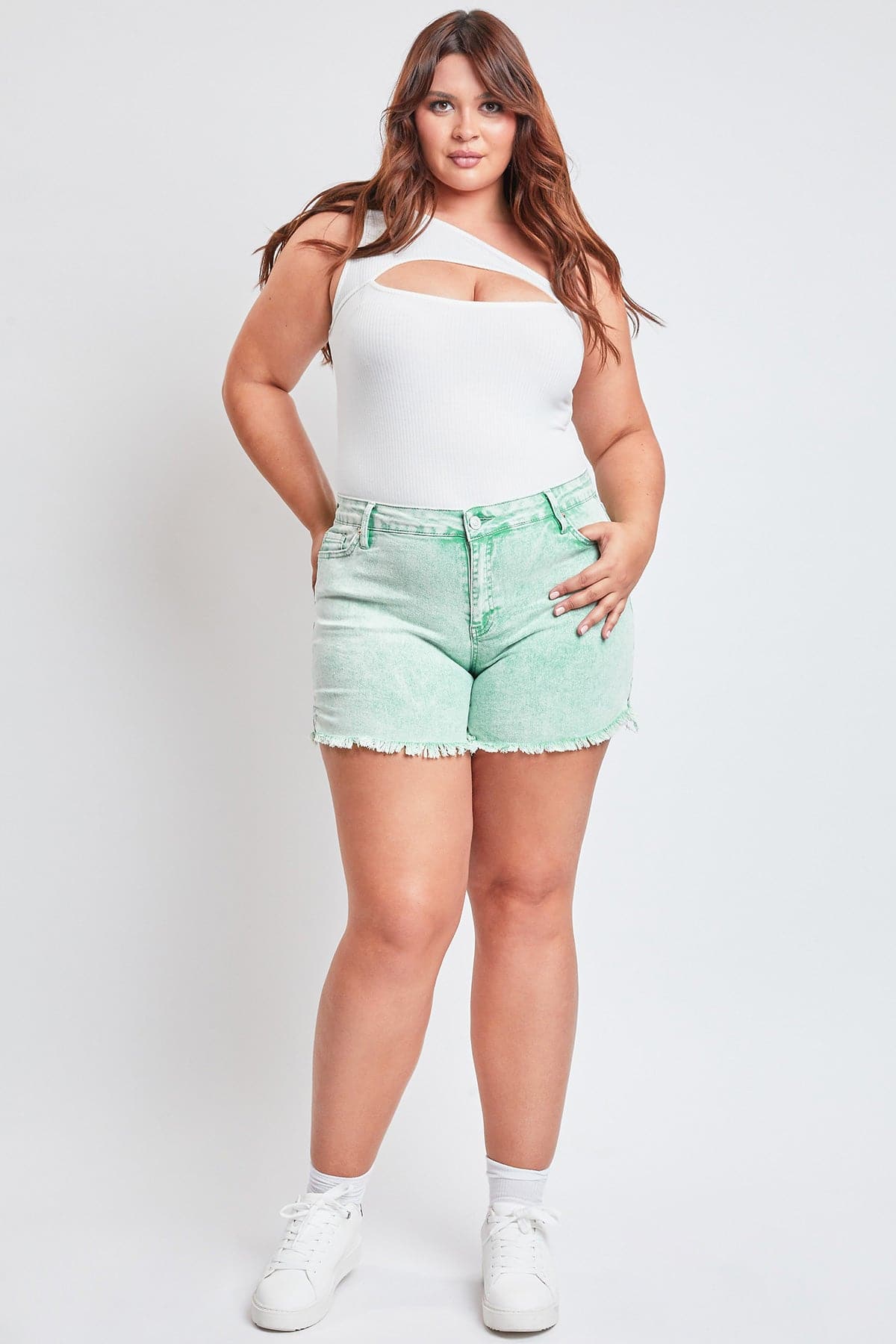 Women's Plus 80's Acid Wash Mom Shorts