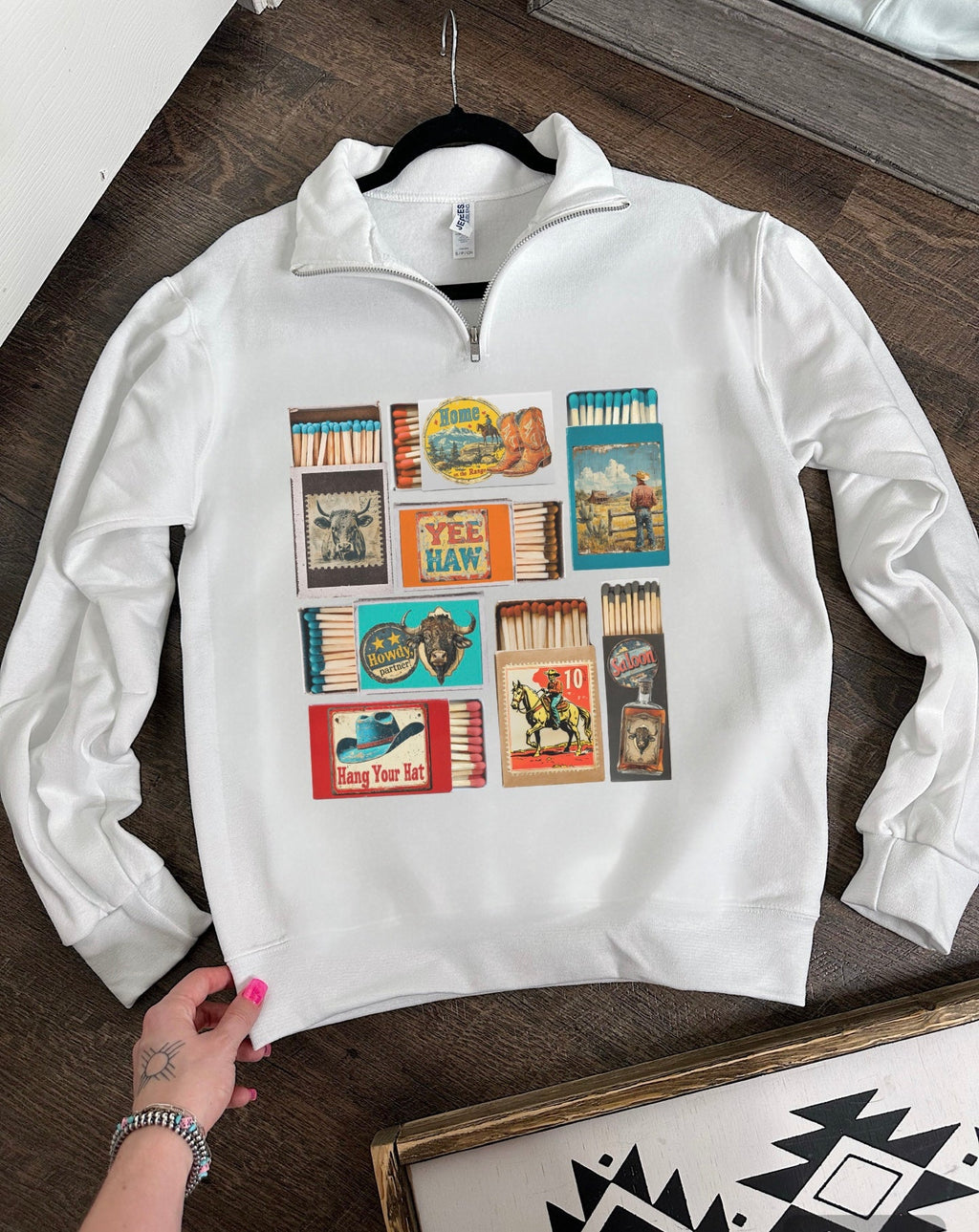 Vintage Western Matchbox Quarter Zip
