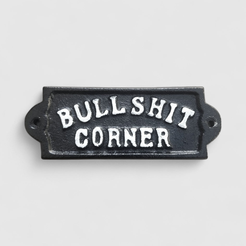 Humorous Cast Iron Plaque: Bullshit Corner - Playful Wall Sign