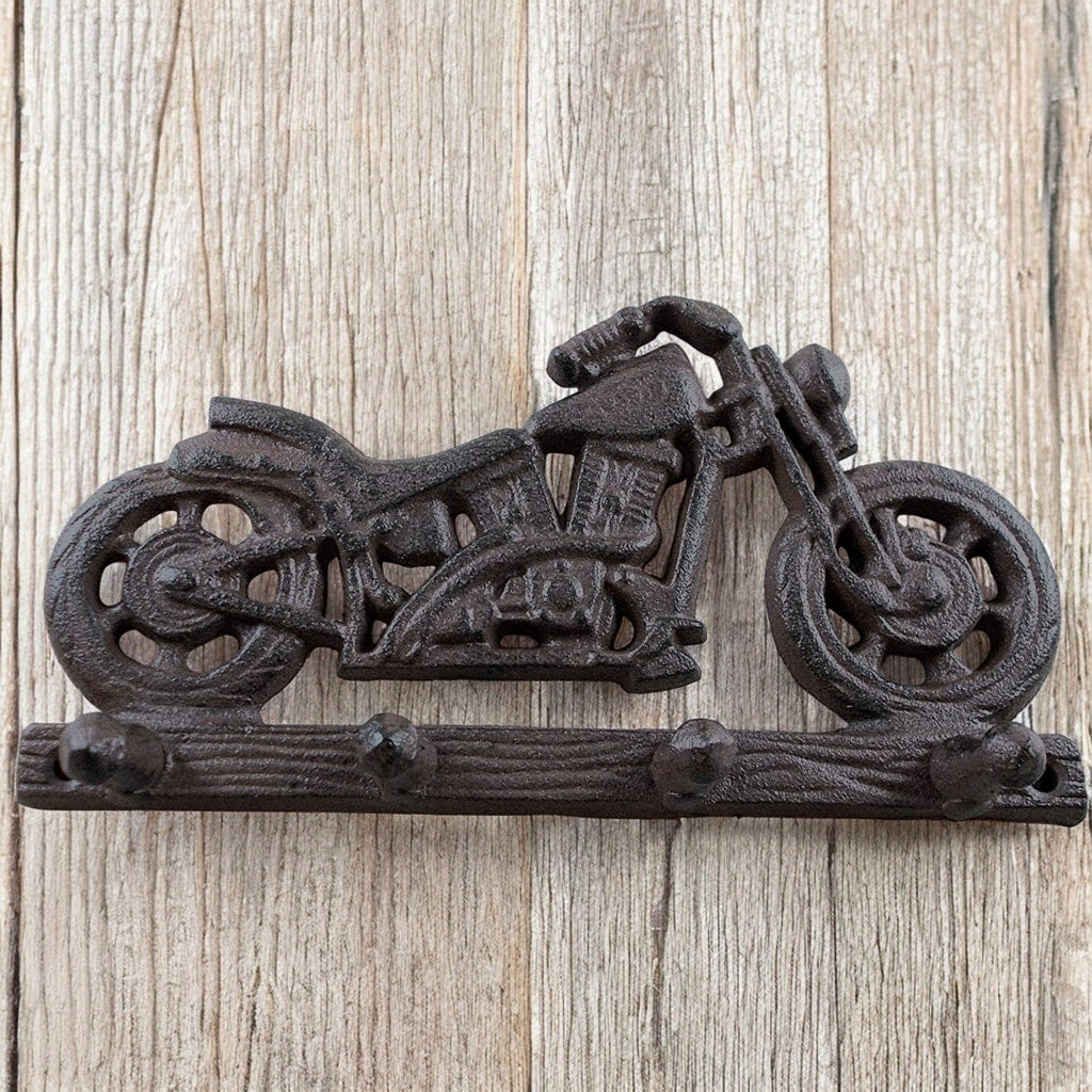 Cast Iron Motorcycle Hook - Rustic Garage Wall Decor, Motorcycle Enthusiast