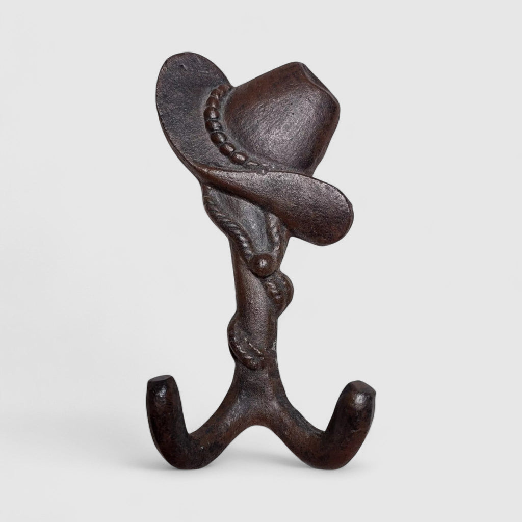 Playful Cast Iron Hat with Hooks - Country Western Wall Rack
