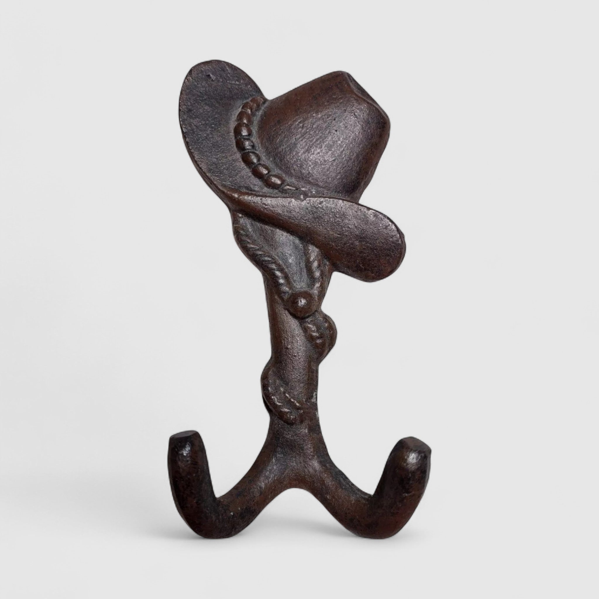 Playful Cast Iron Hat with Hooks - Country Western Wall Rack
