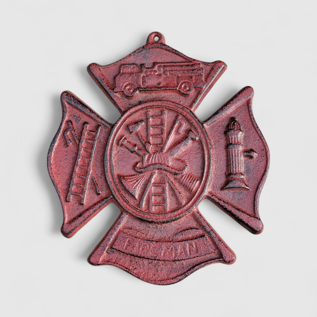 Heroic Cast Iron Fireman Plaque - Tribute to Bravery & Service