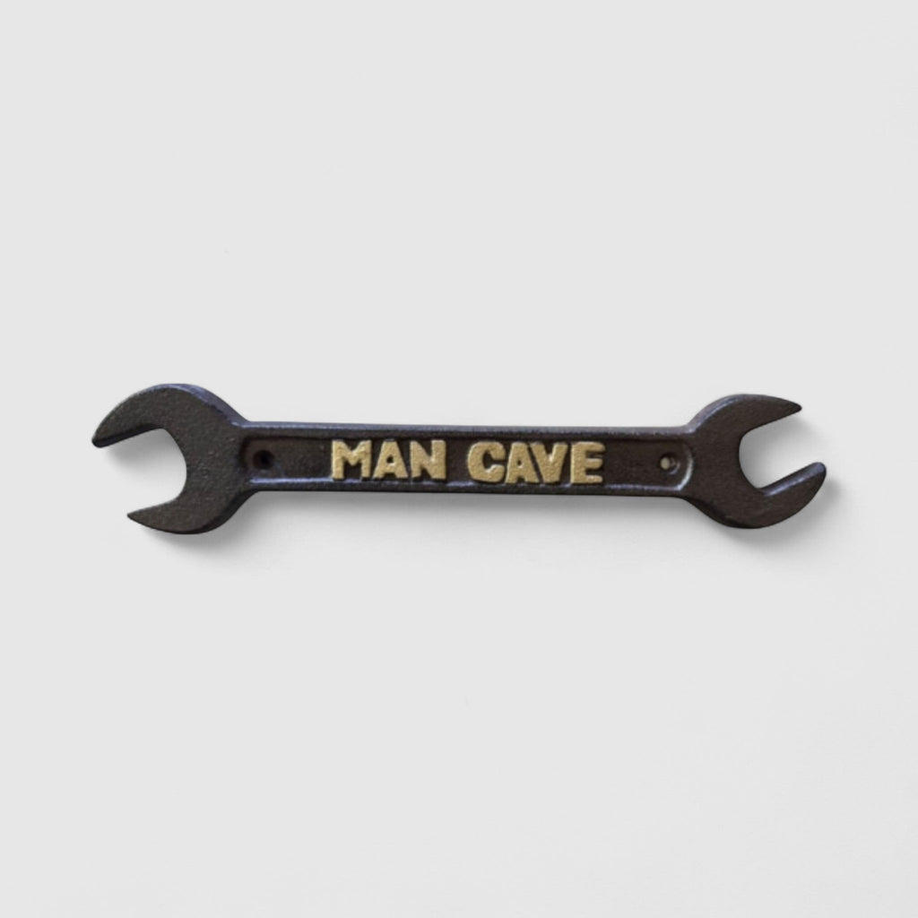 Cast Iron Spanner Wrench Man Cave Plaque, Rugged Industrial Decor