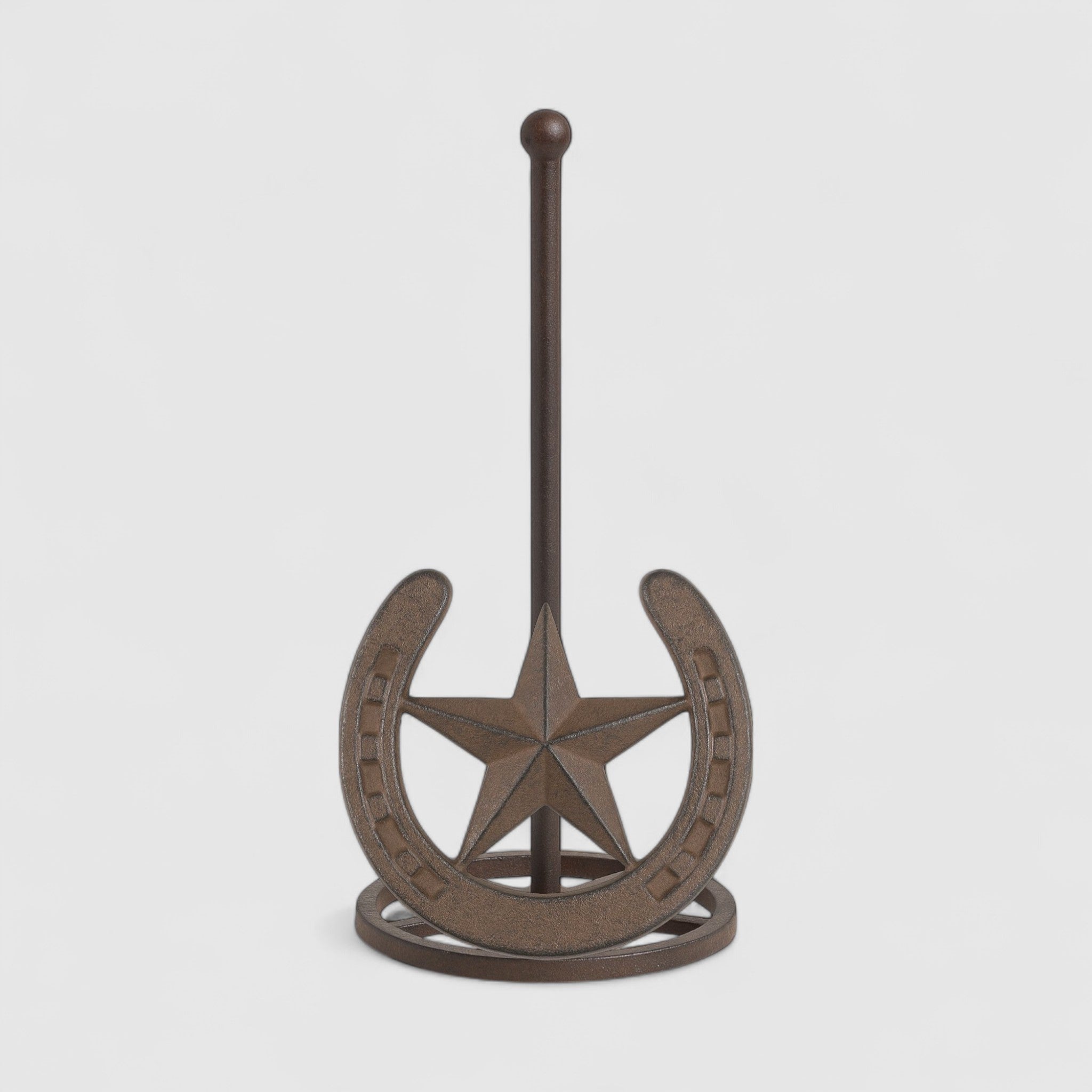 Rustic Cast Iron Star and Horseshoe Paper Towel Holder - Western Kitchen Decor