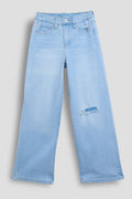 Girls Elastic Back Wide Leg Jeans