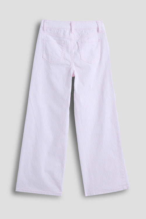 Girls Baby Pink Hickory Stripe Wide Leg Pant