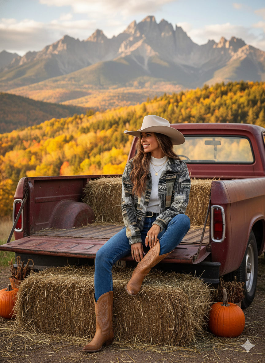 Patchwork Western Button-Up Dropped Shoulder Jacket