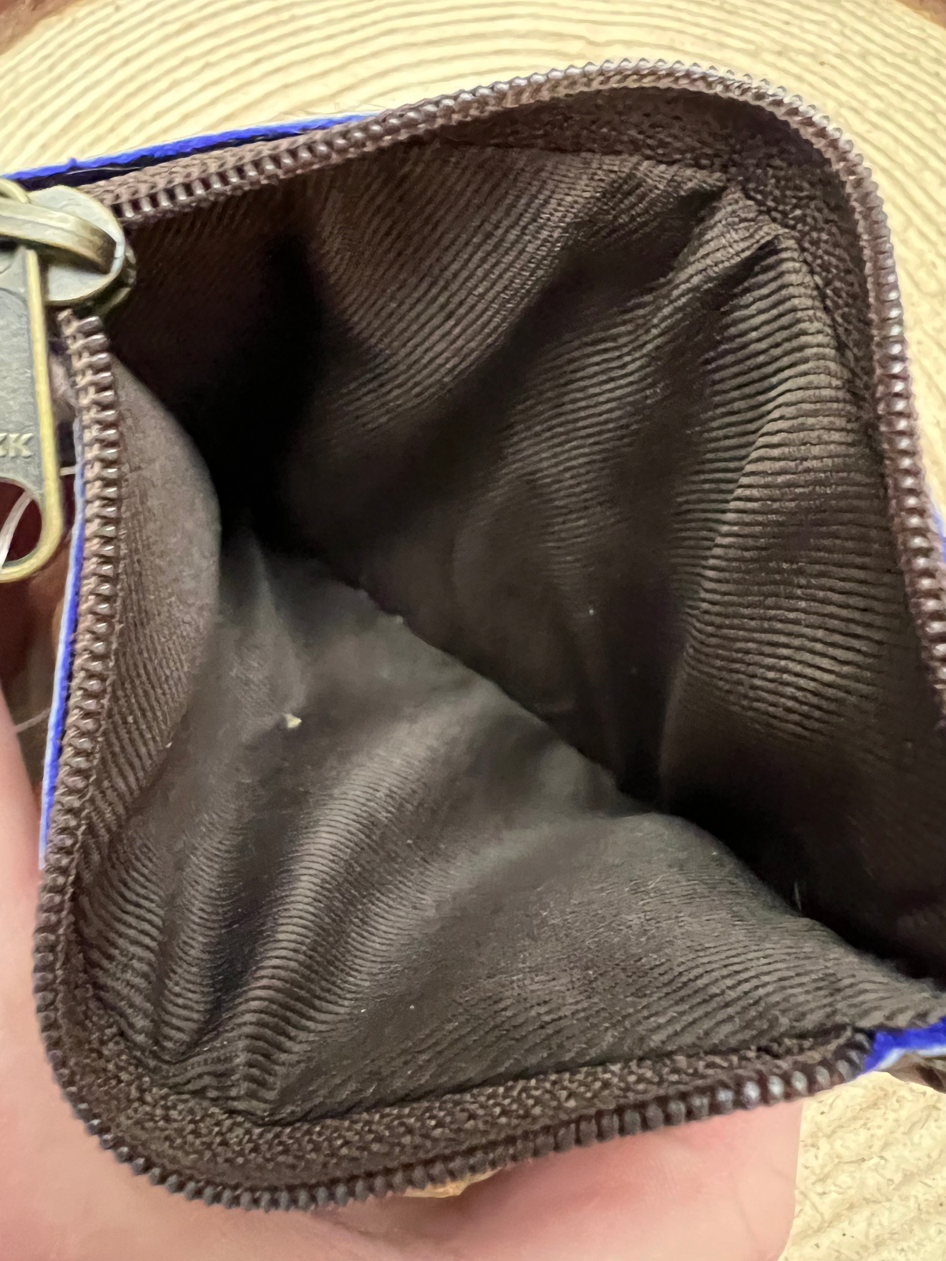 Hair on Hide Coin Purse - with dark blue paint