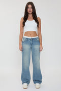 Women's Mid Rise Relax Fit Wide Leg Boxer Jeans