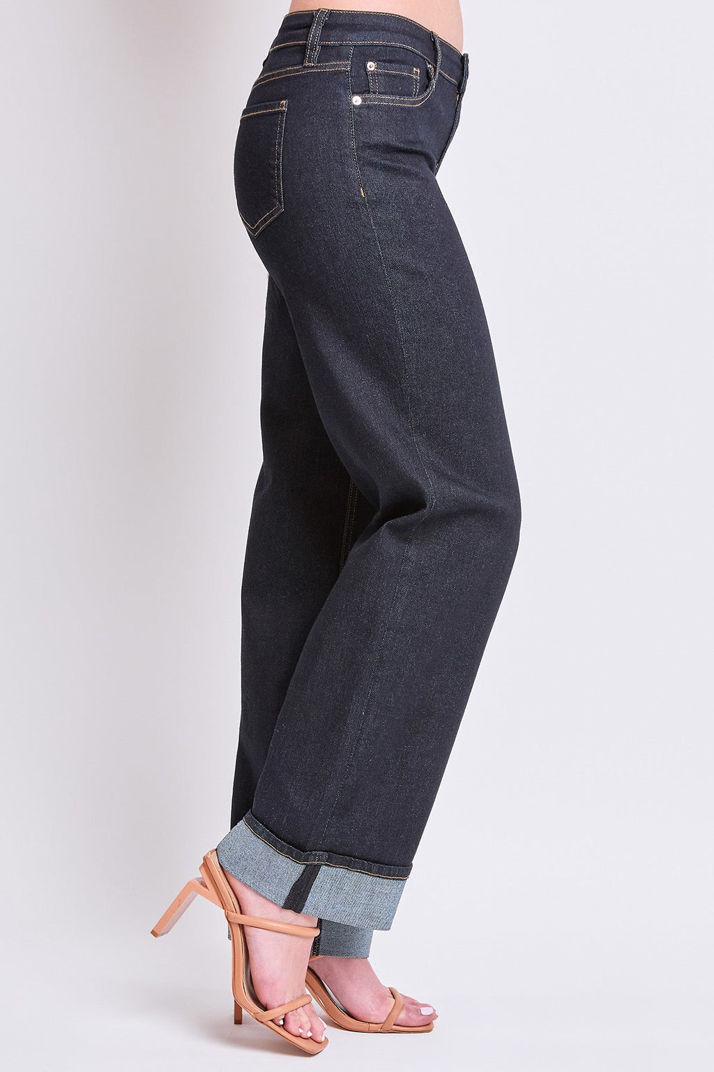 Women's Low Rise Wide Leg Cuff Jeans