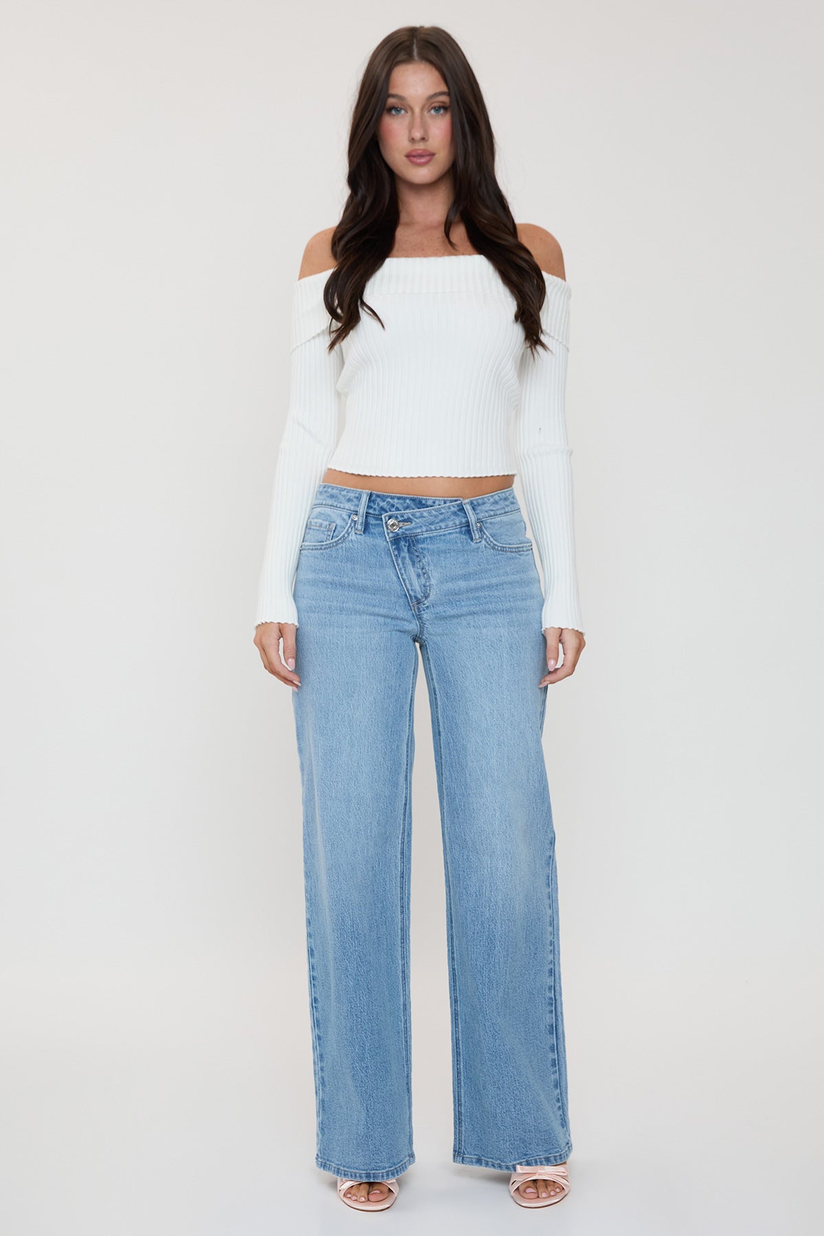 Women's Luxe Bella Asymmetrical Wide Leg Jeans