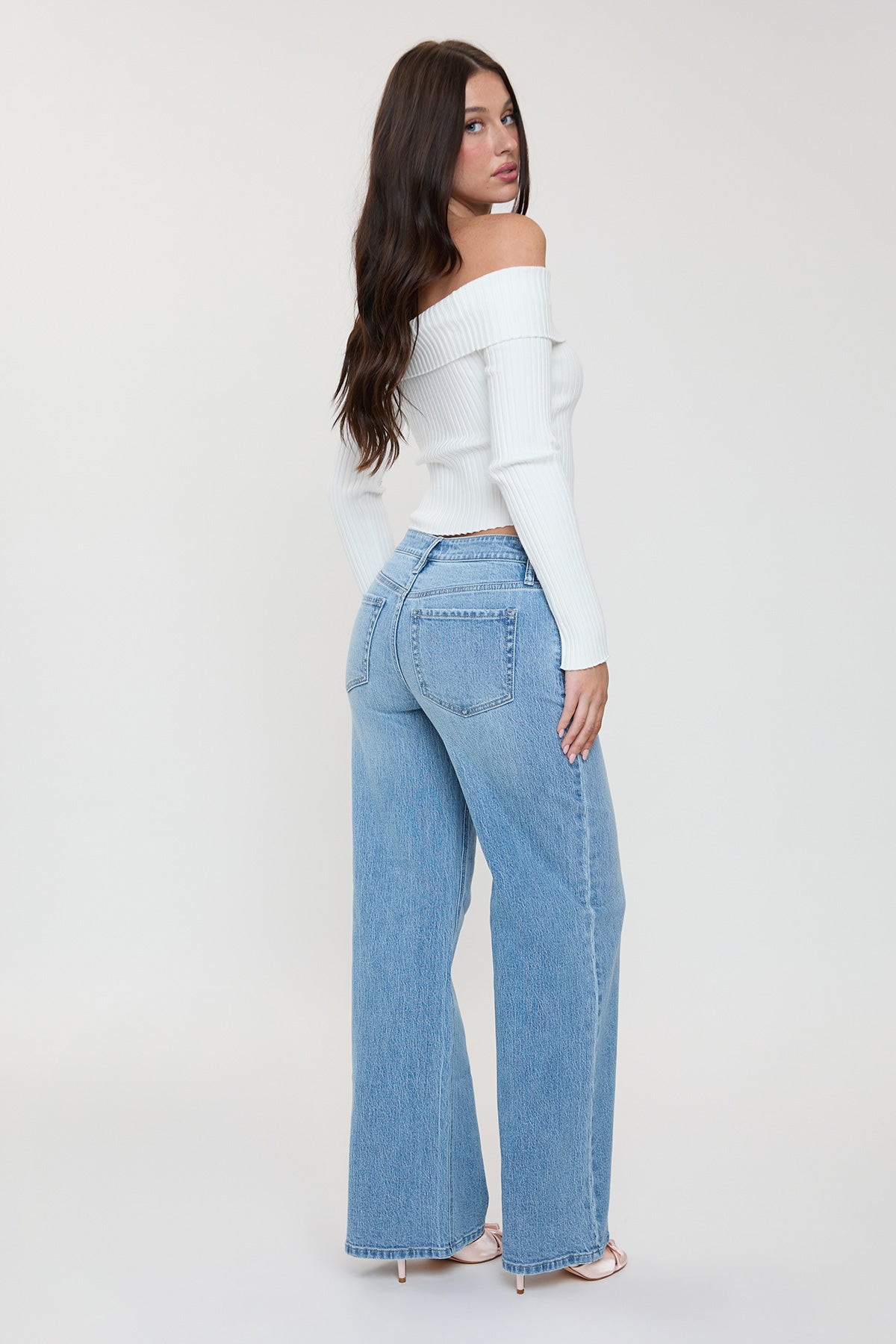Women's Luxe Bella Asymmetrical Wide Leg Jeans