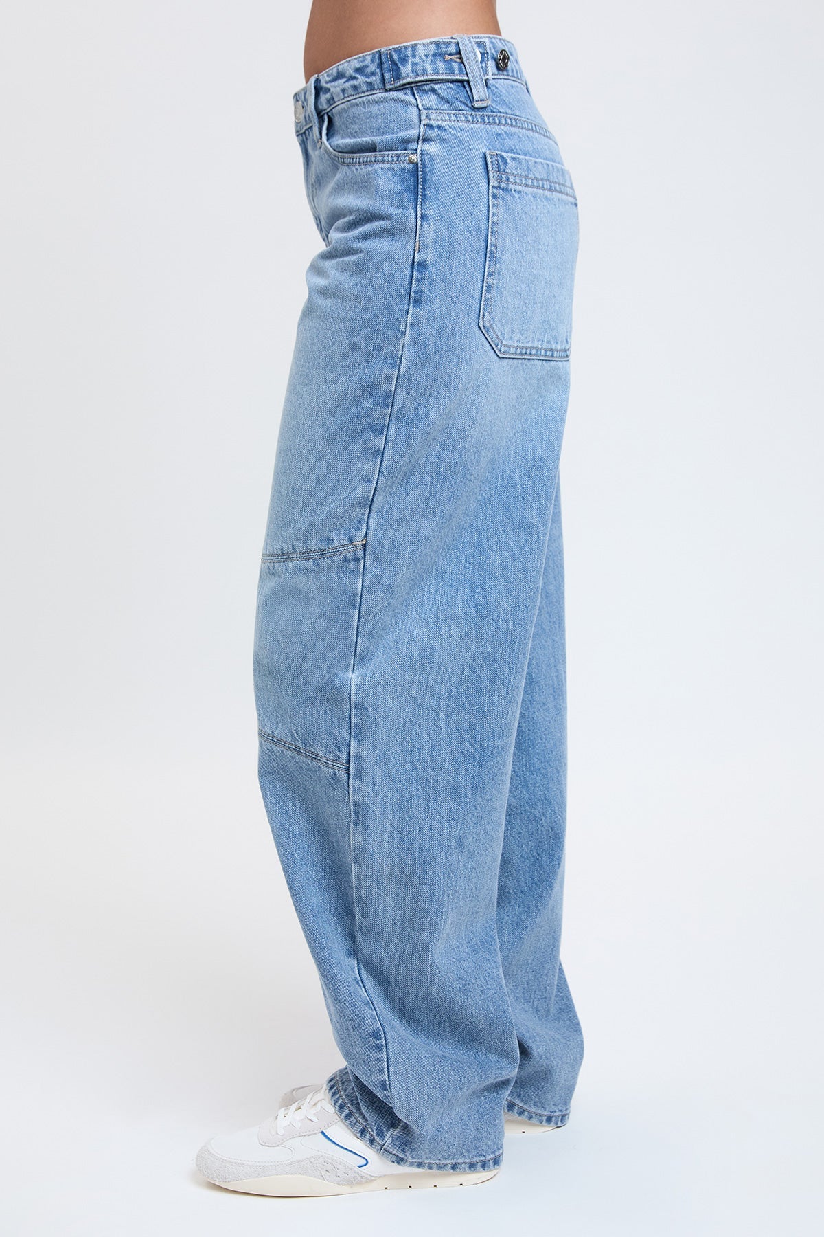 Women's Moto Relaxed Rise Baggy Barrel Jeans with Seam Detail