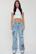 Women's Britney Printed Wide Leg Jeans