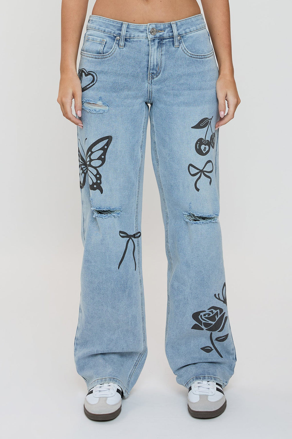 Women's Britney Printed Wide Leg Jeans