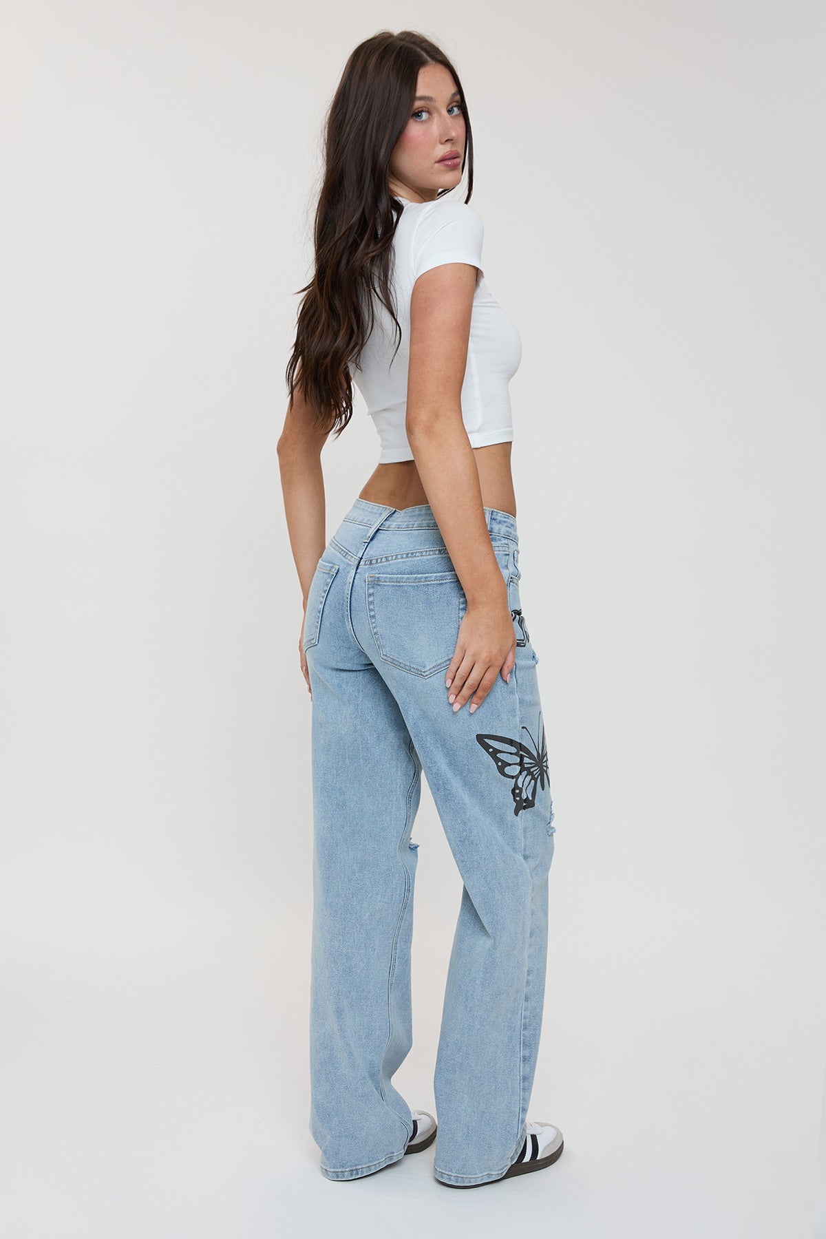 Women's Britney Printed Wide Leg Jeans