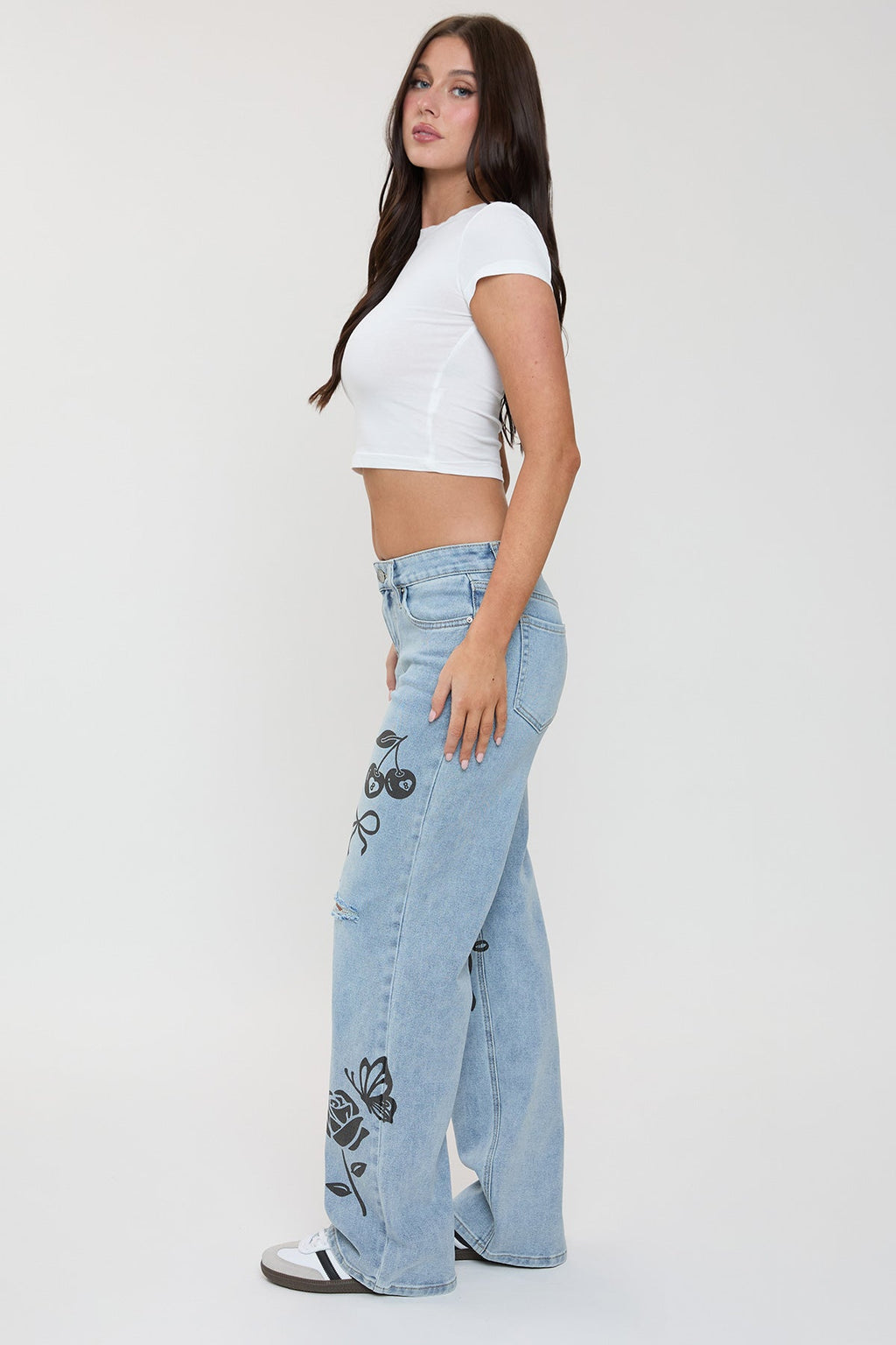 Women's Britney Printed Wide Leg Jeans