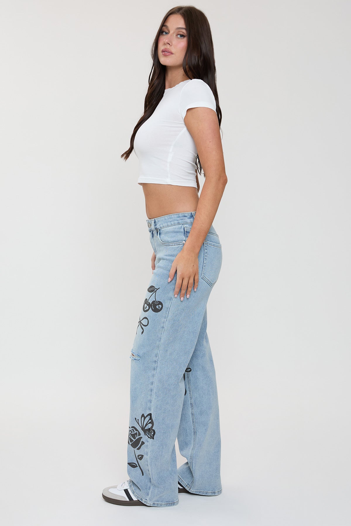 Women's Britney Printed Wide Leg Jeans