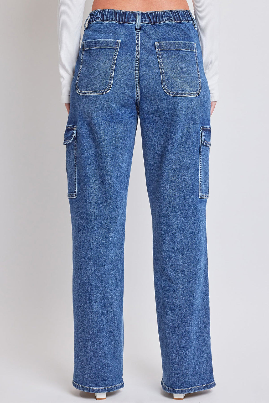 Women's Elastic Waist Straight  Cargo Jean