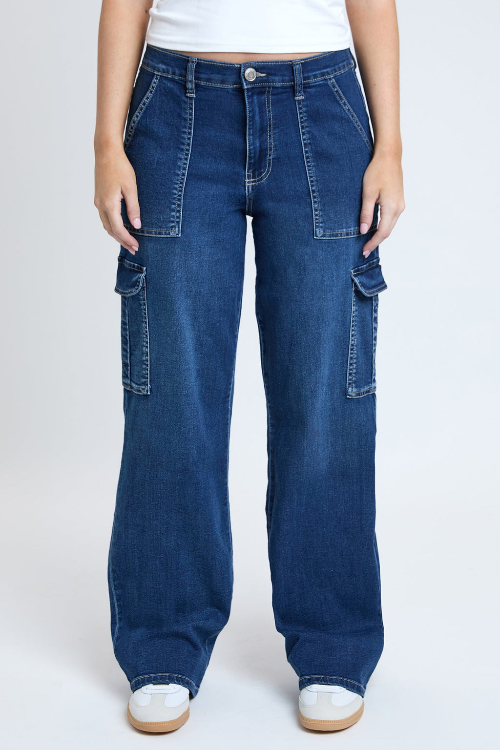 Women's Elastic Waist Straight  Cargo Jean