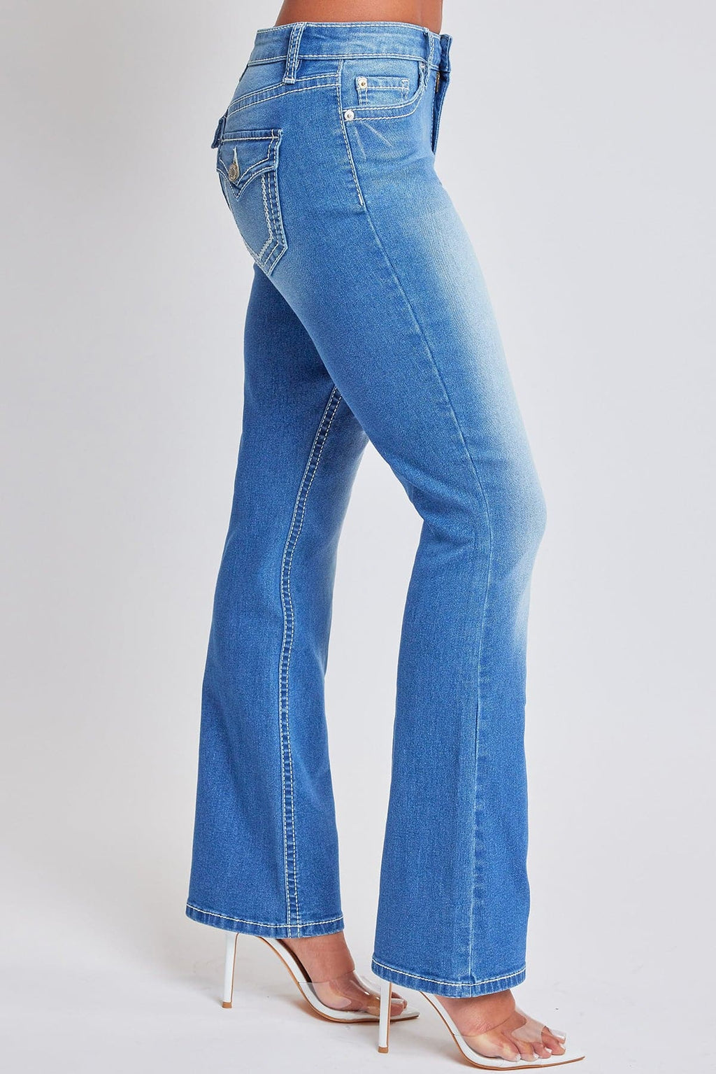 Women's Heavy Stitch with Embroidered Pockets Bootcut Jeans