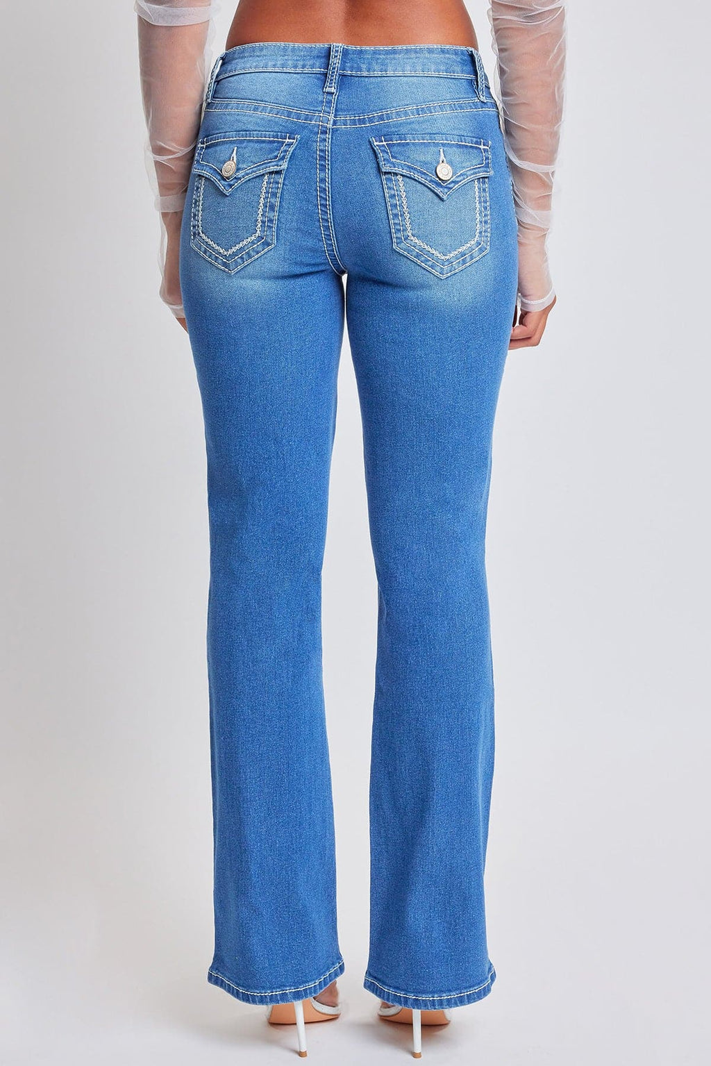 Women's Heavy Stitch with Embroidered Pockets Bootcut Jeans