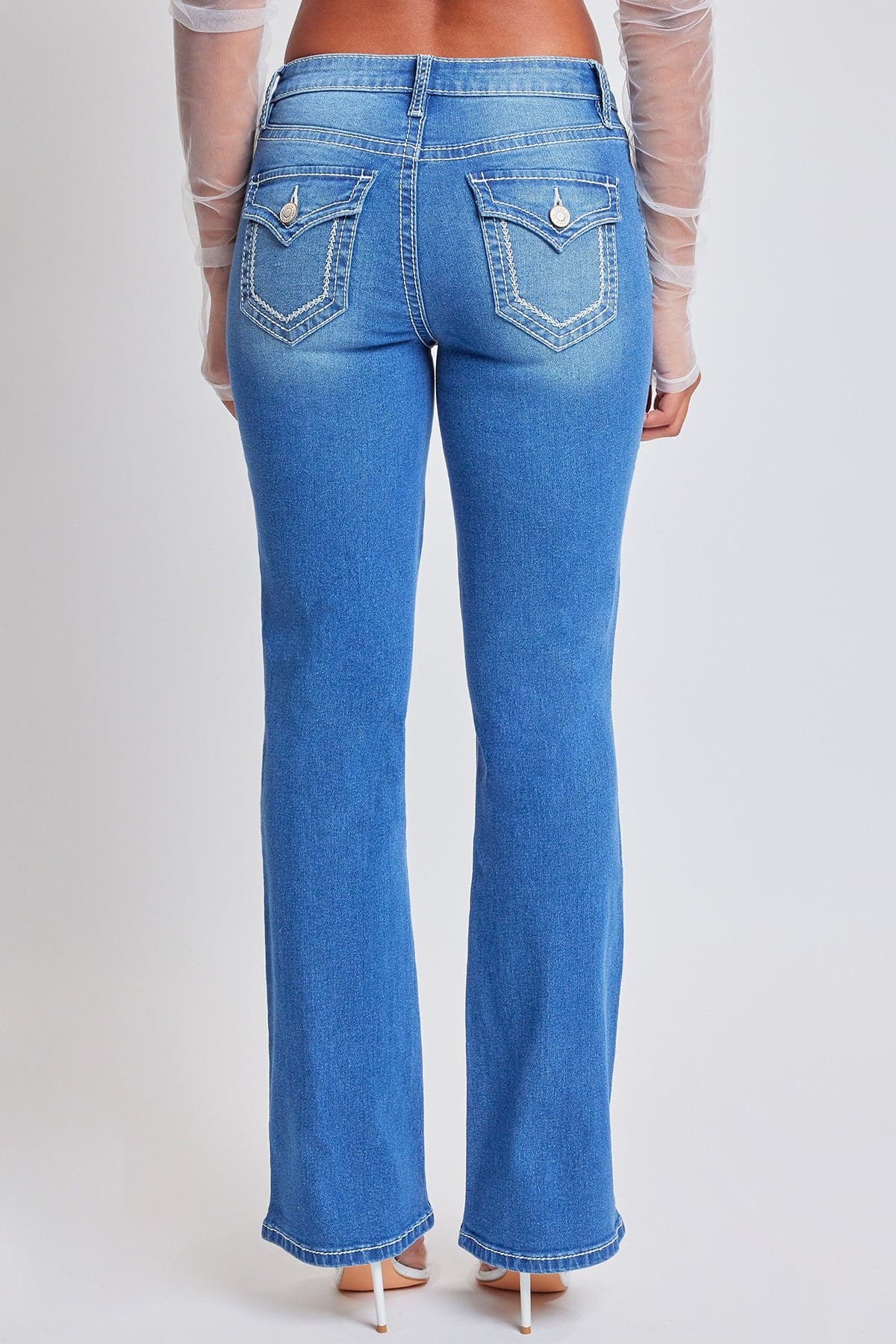 Women's Heavy Stitch with Embroidered Pockets Bootcut Jeans