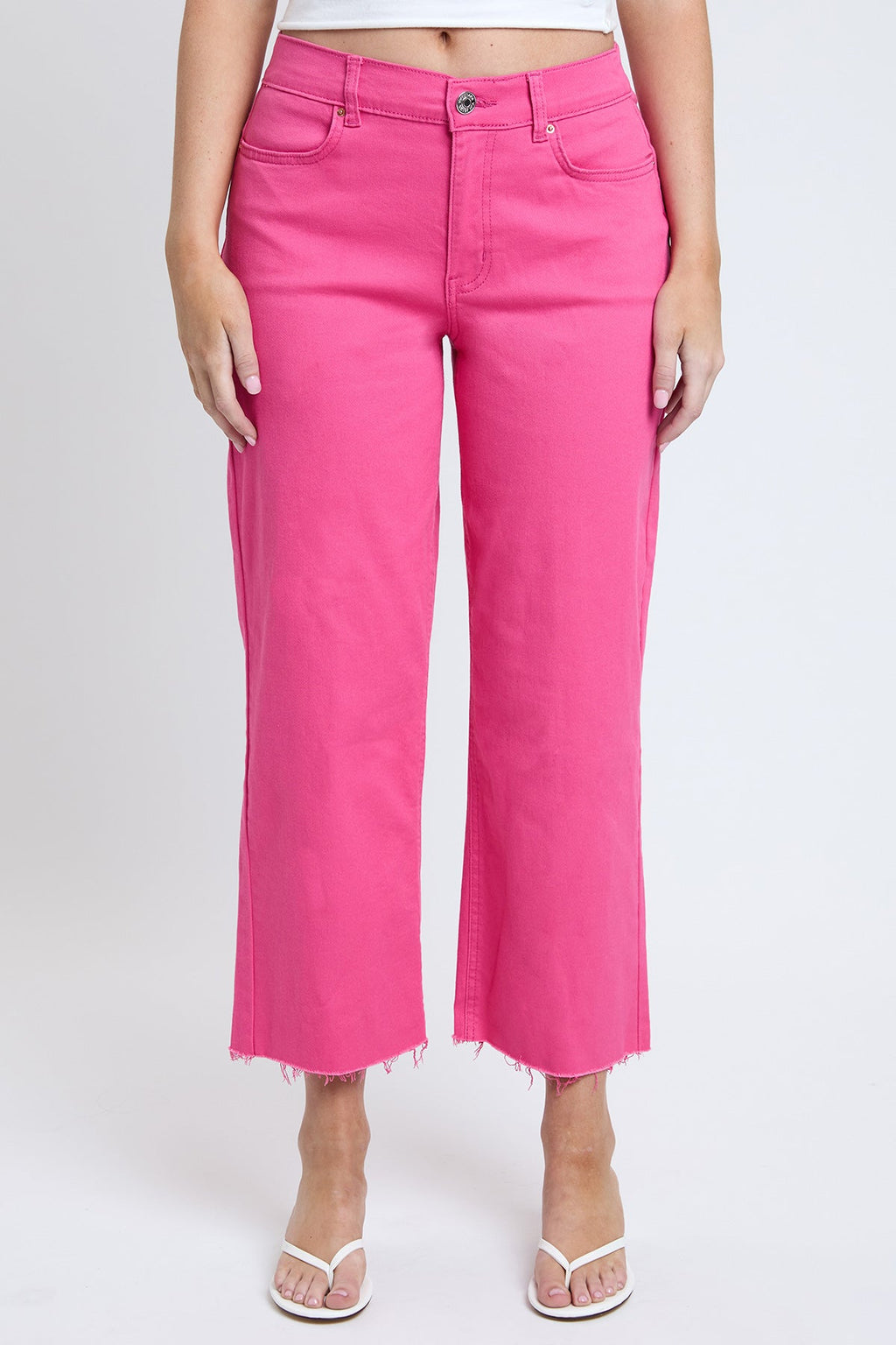Women's High Rise Cropped Trouser Jeans Wide Leg Fit