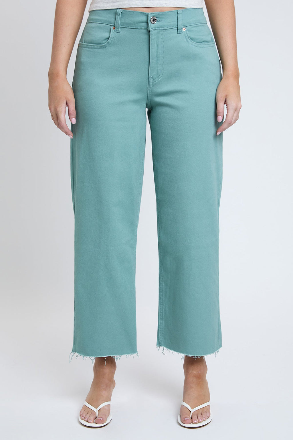 Women's High Rise Cropped Trouser Jeans Wide Leg Fit