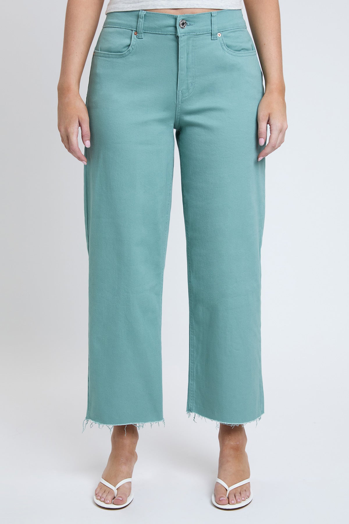Women's High Rise Cropped Trouser Jeans Wide Leg Fit