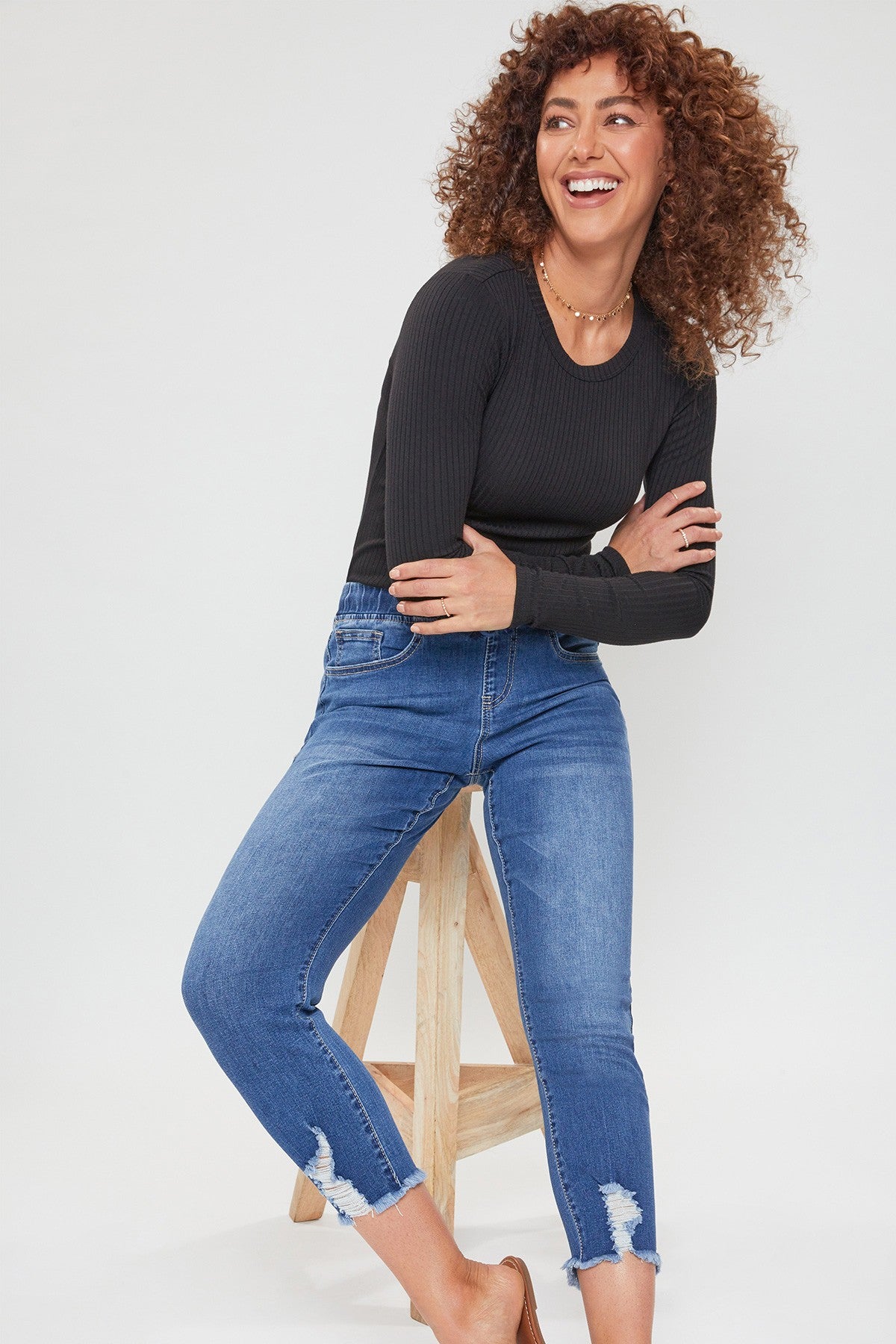 Women's Petite High Rise Denim Ankle Jogger