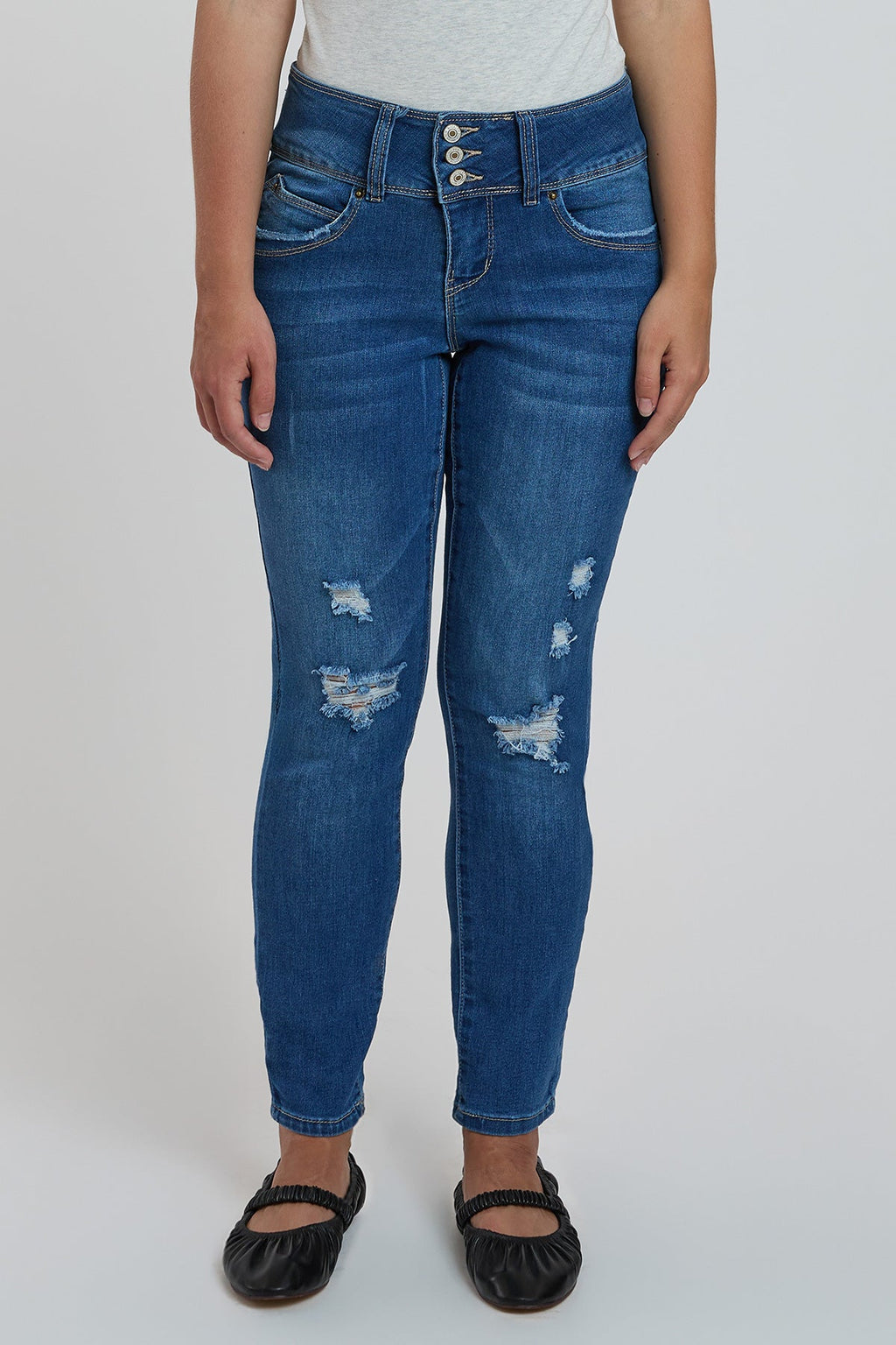 Women's Petite WannaBettaButt 3 Button Skinny Ankle Sustainable Jean