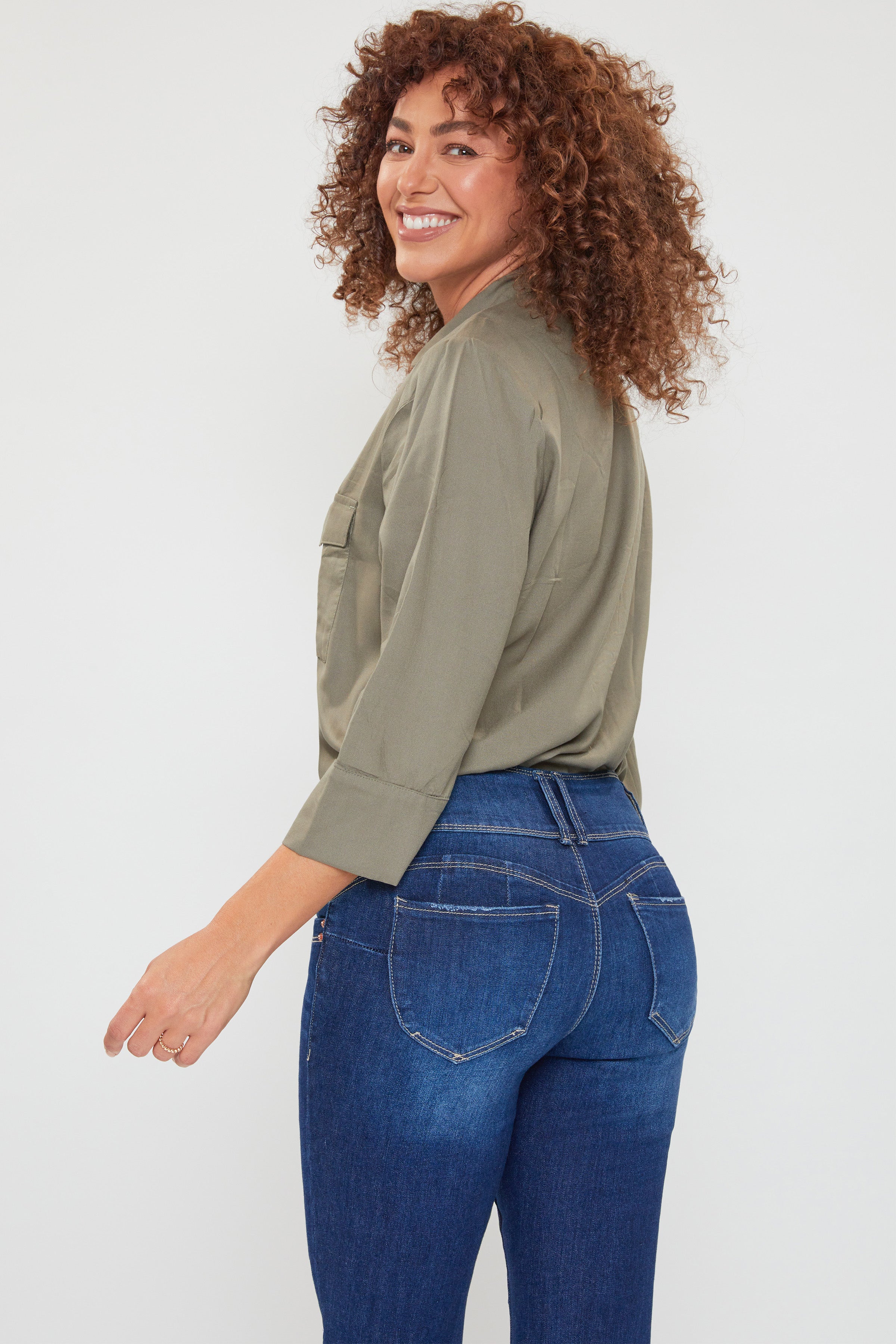 Women's Petite WannaBettaButt 3 Button Skinny Ankle Sustainable Jean