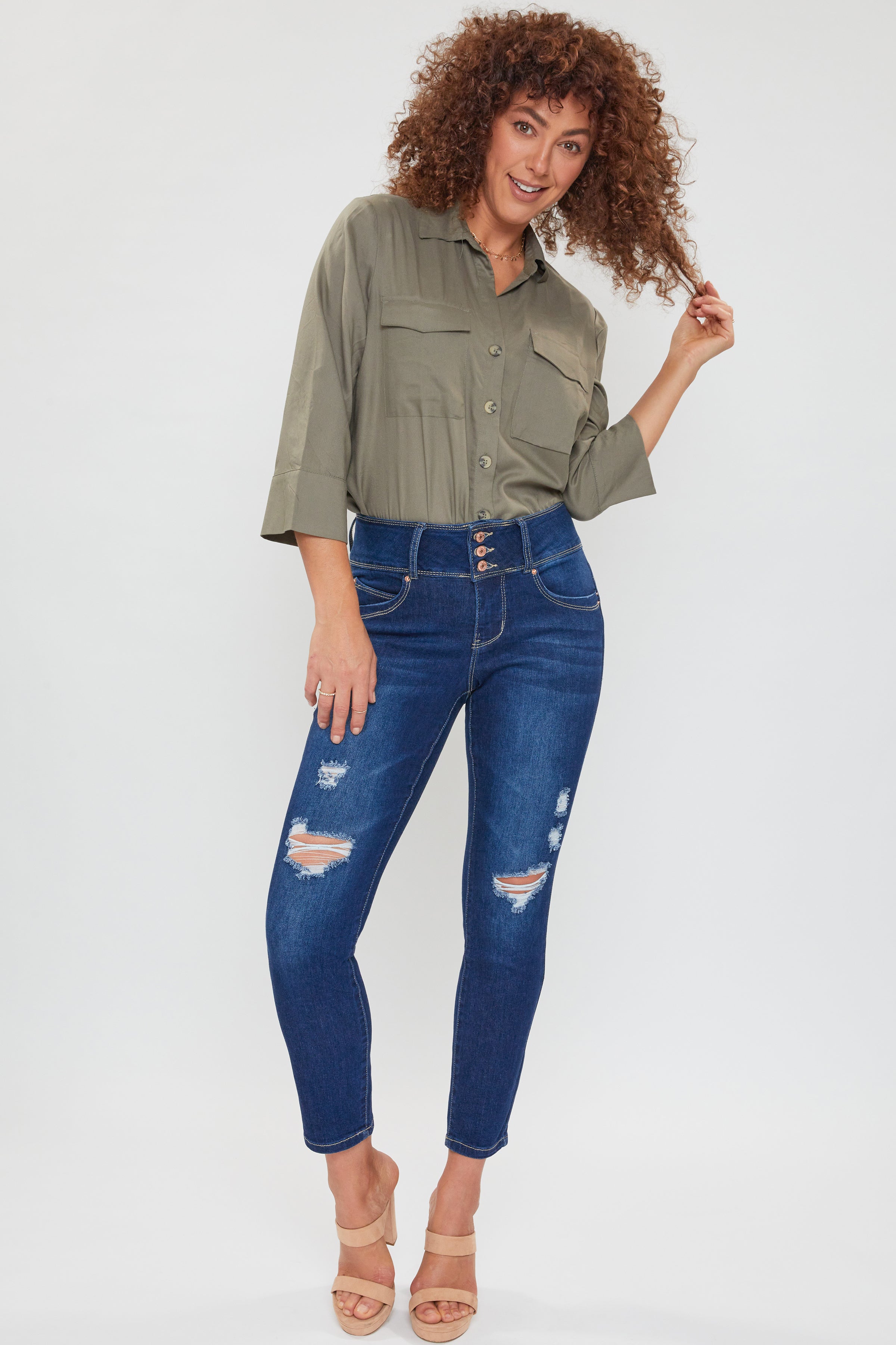 Women's Petite WannaBettaButt 3 Button Skinny Ankle Sustainable Jean