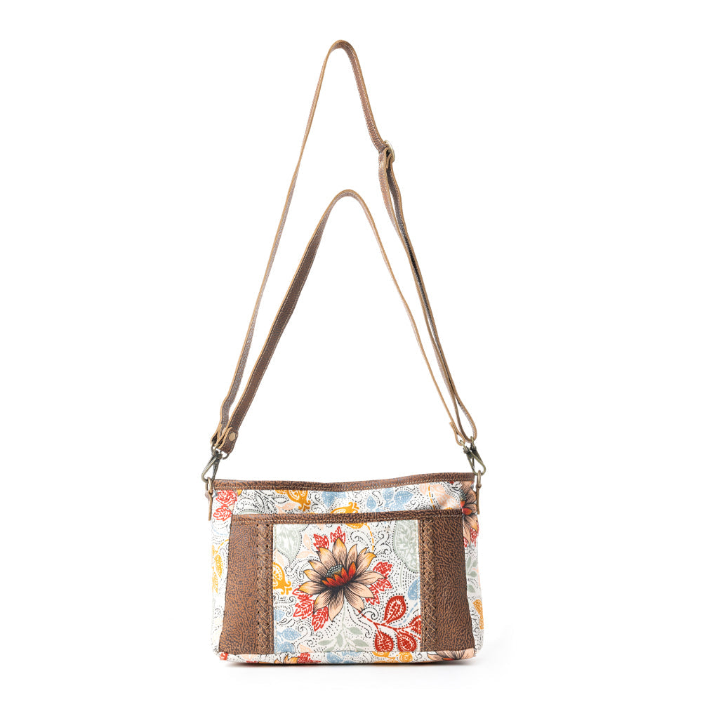 Myra MesaTrail Dahlia Floral Printed Canvas Sling Bag – Lightweight Casual Crossbody Bag for Women