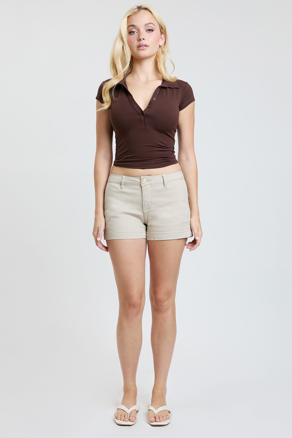 Women's Mid Rise Side Slit Trouser Shorts