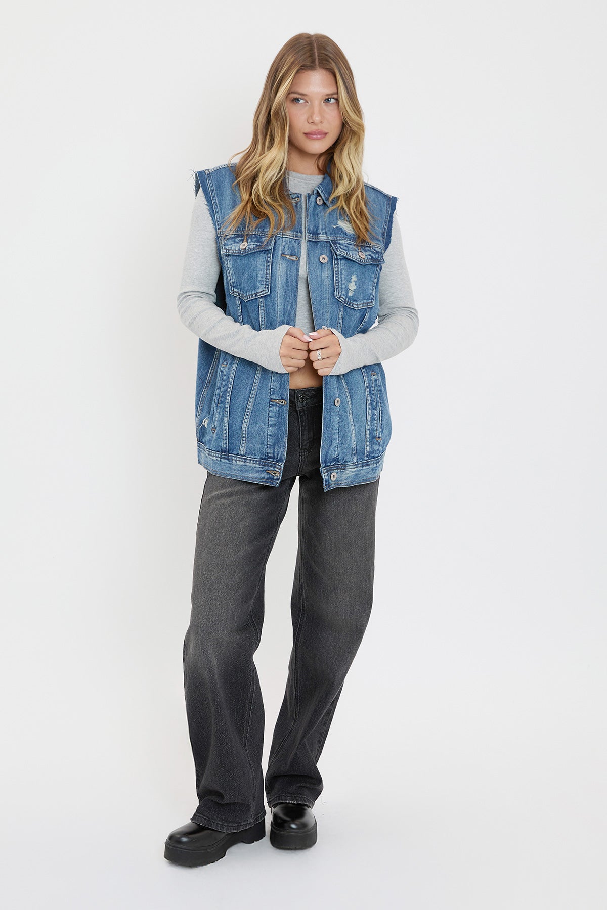 Women's Oversized Boyfriend Fit Denim Vest
