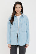 Women’s Oversized Shacket with Front Patch Pockets