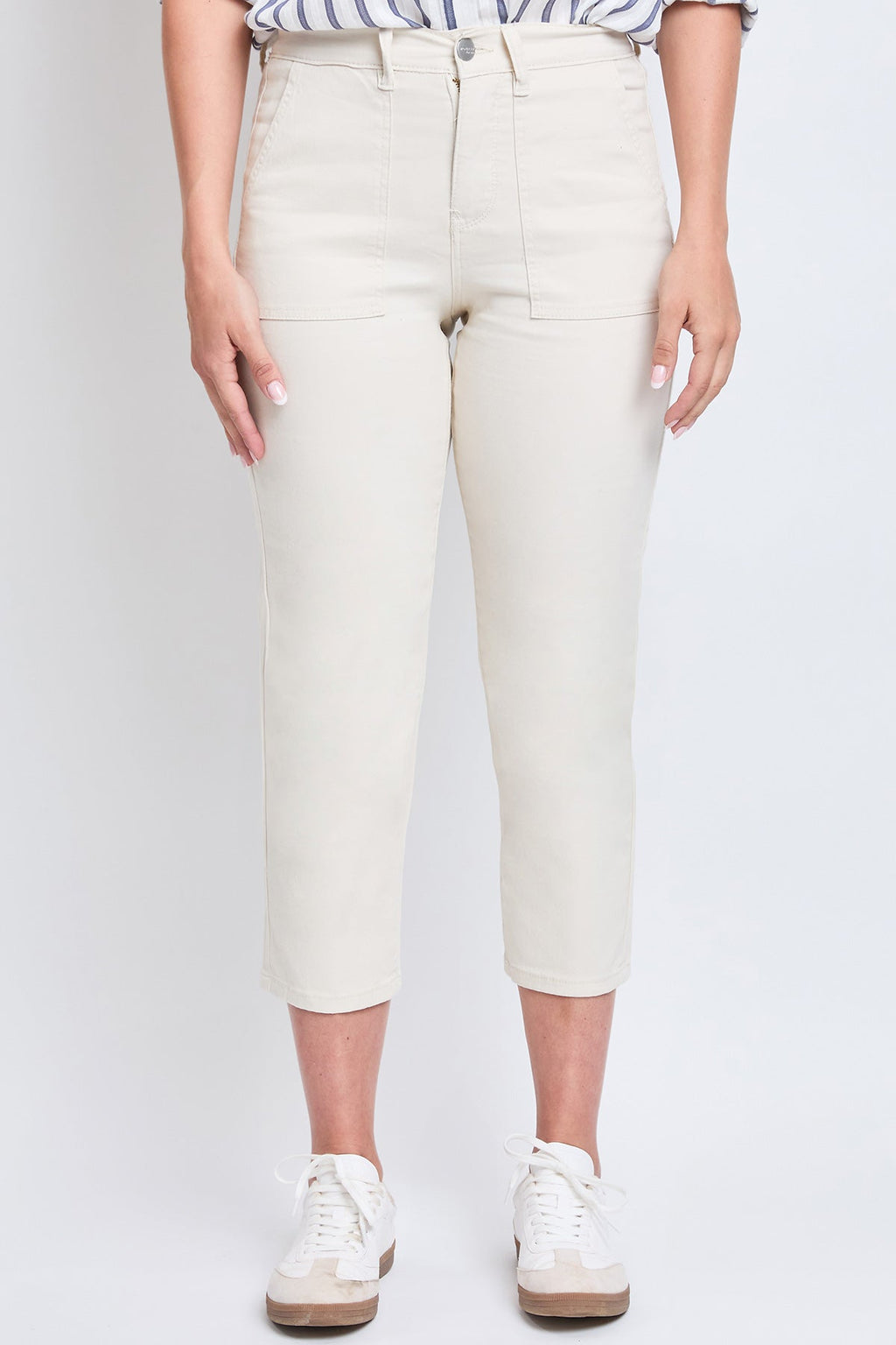 Women's High Rise Cropped Elastic Waistband Tummy Control Pant