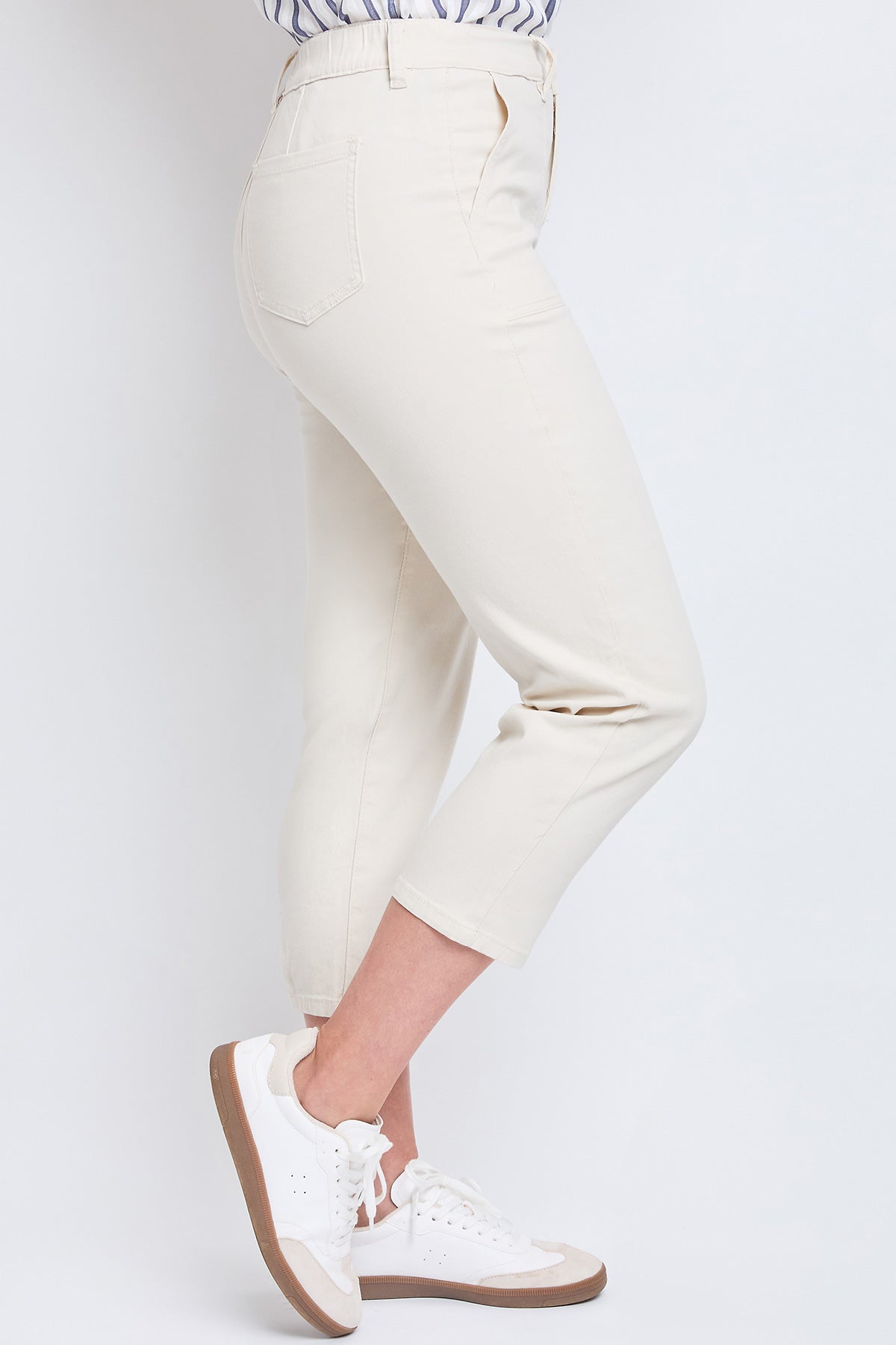 Women's High Rise Cropped Elastic Waistband Tummy Control Pant