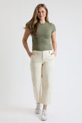 Women's High Rise Wide Leg Jeans with Elastic Back