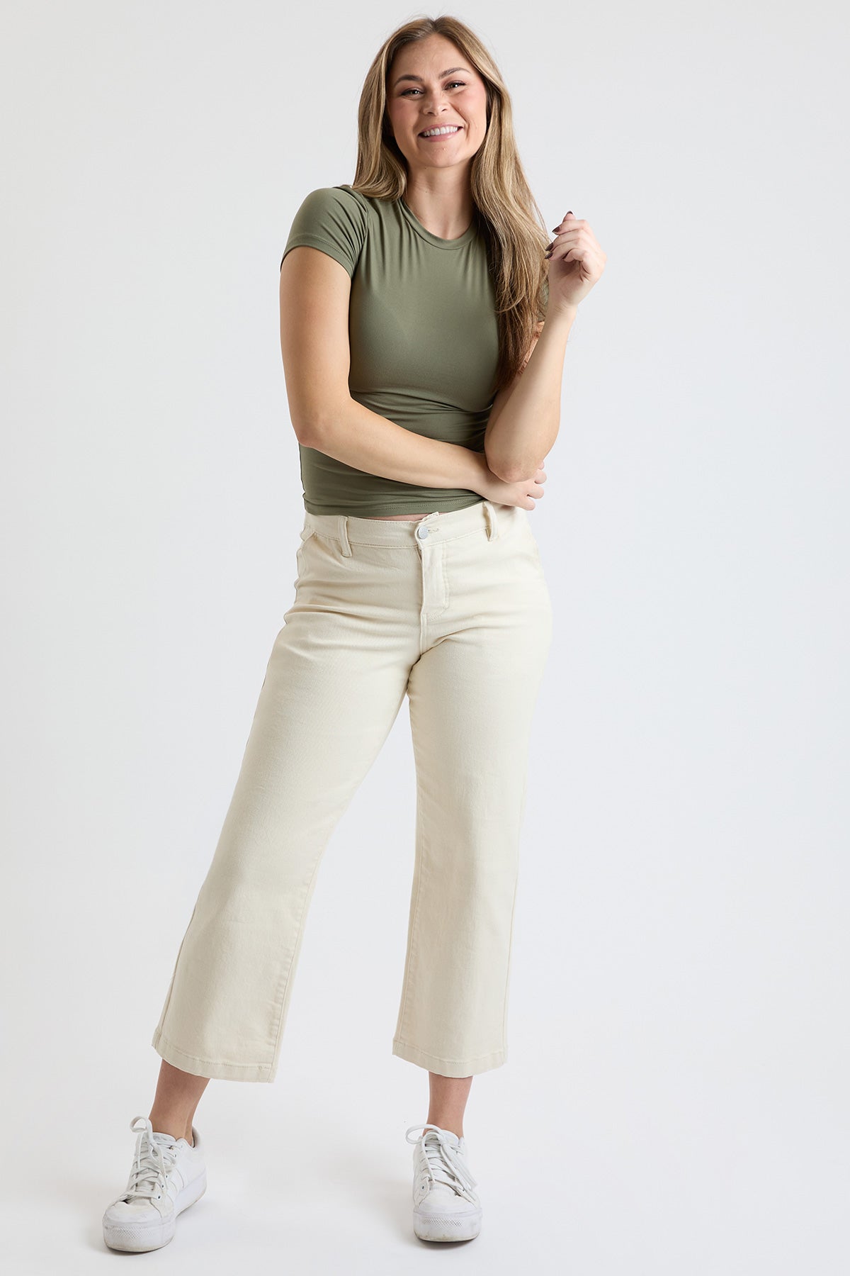 Women's High Rise Wide Leg Jeans with Elastic Back
