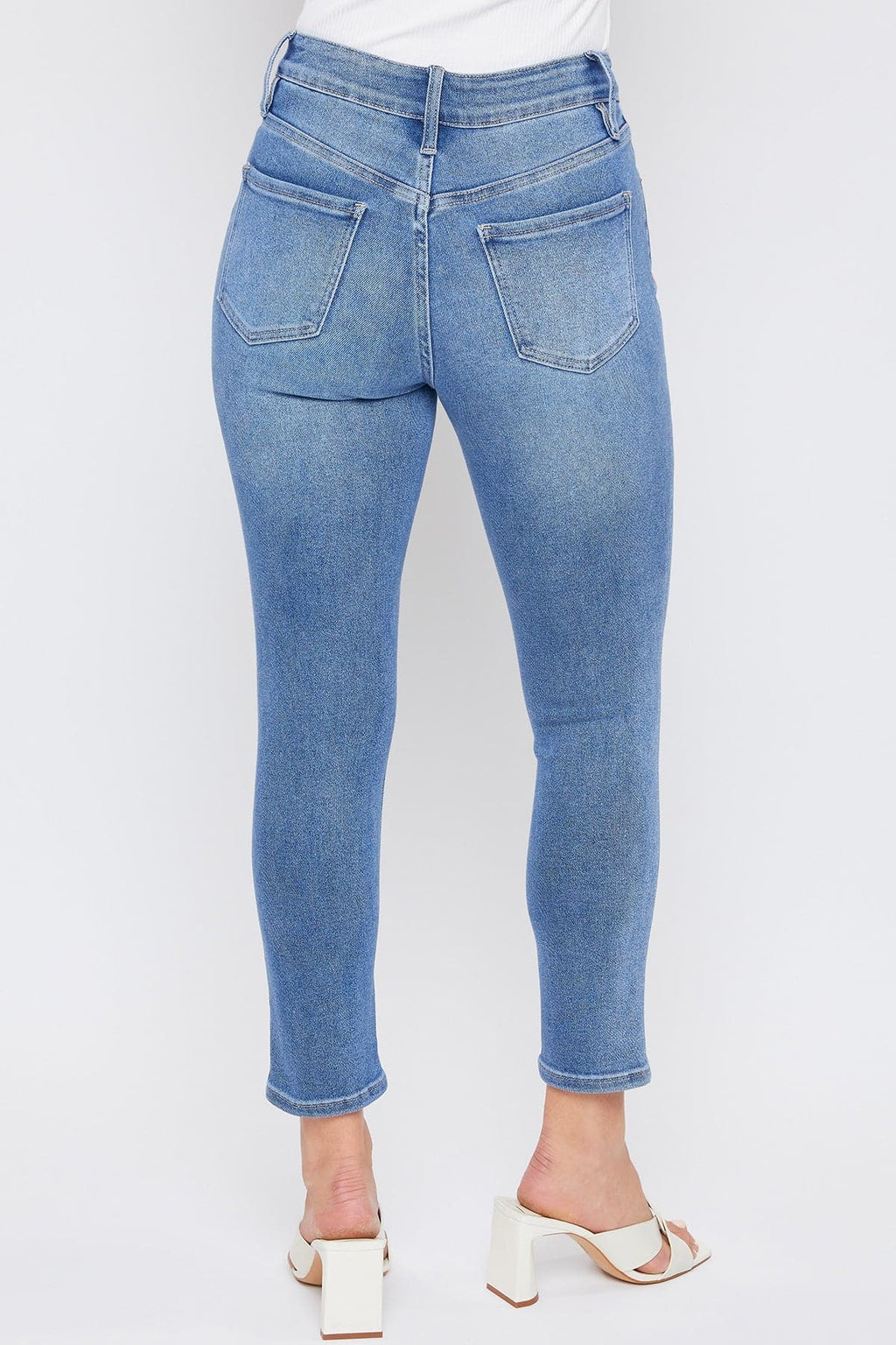 Women's Vintage High Rise Button Fly Skinny Ankle Jeans