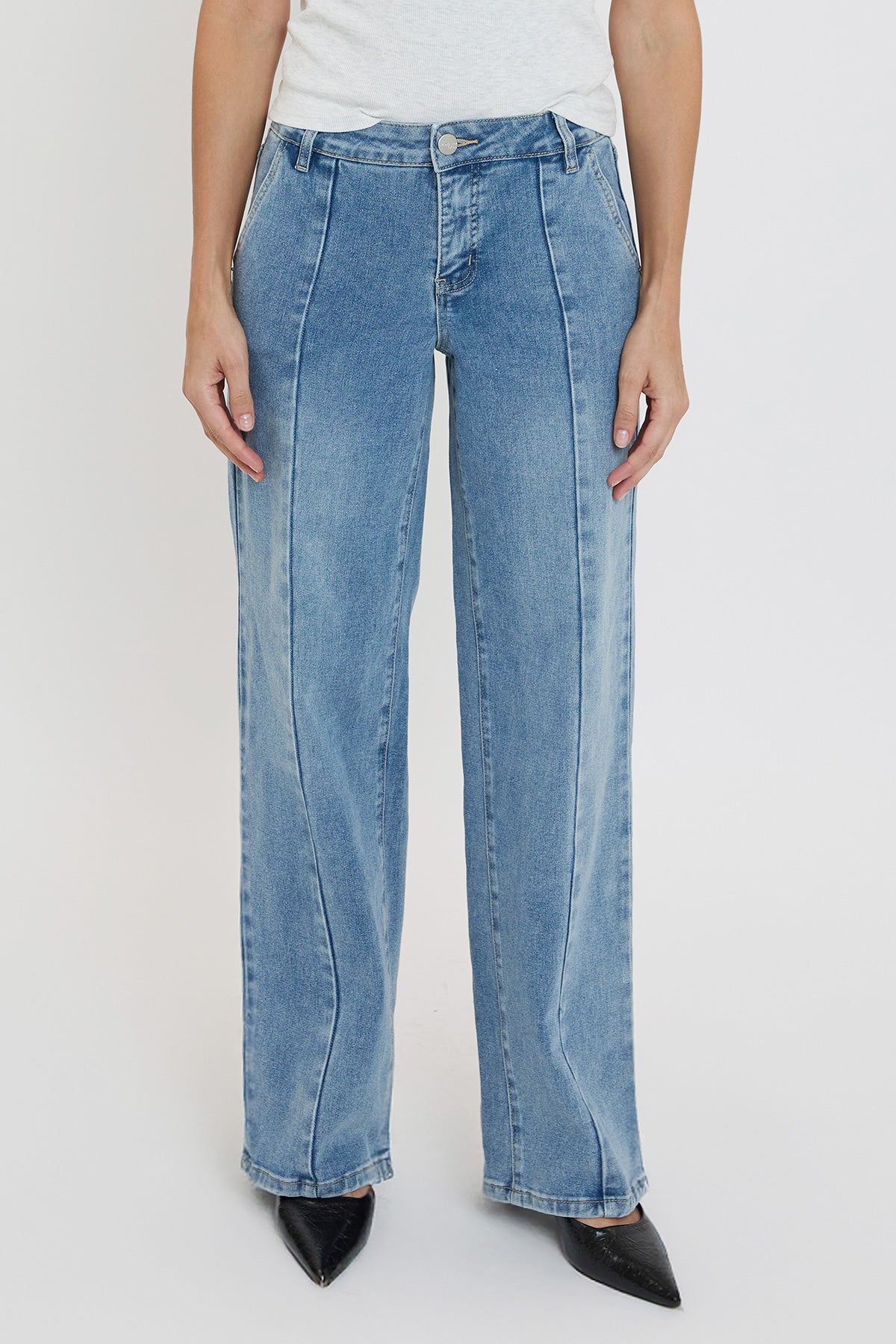 Women's Front Seam Wide Leg Jeans