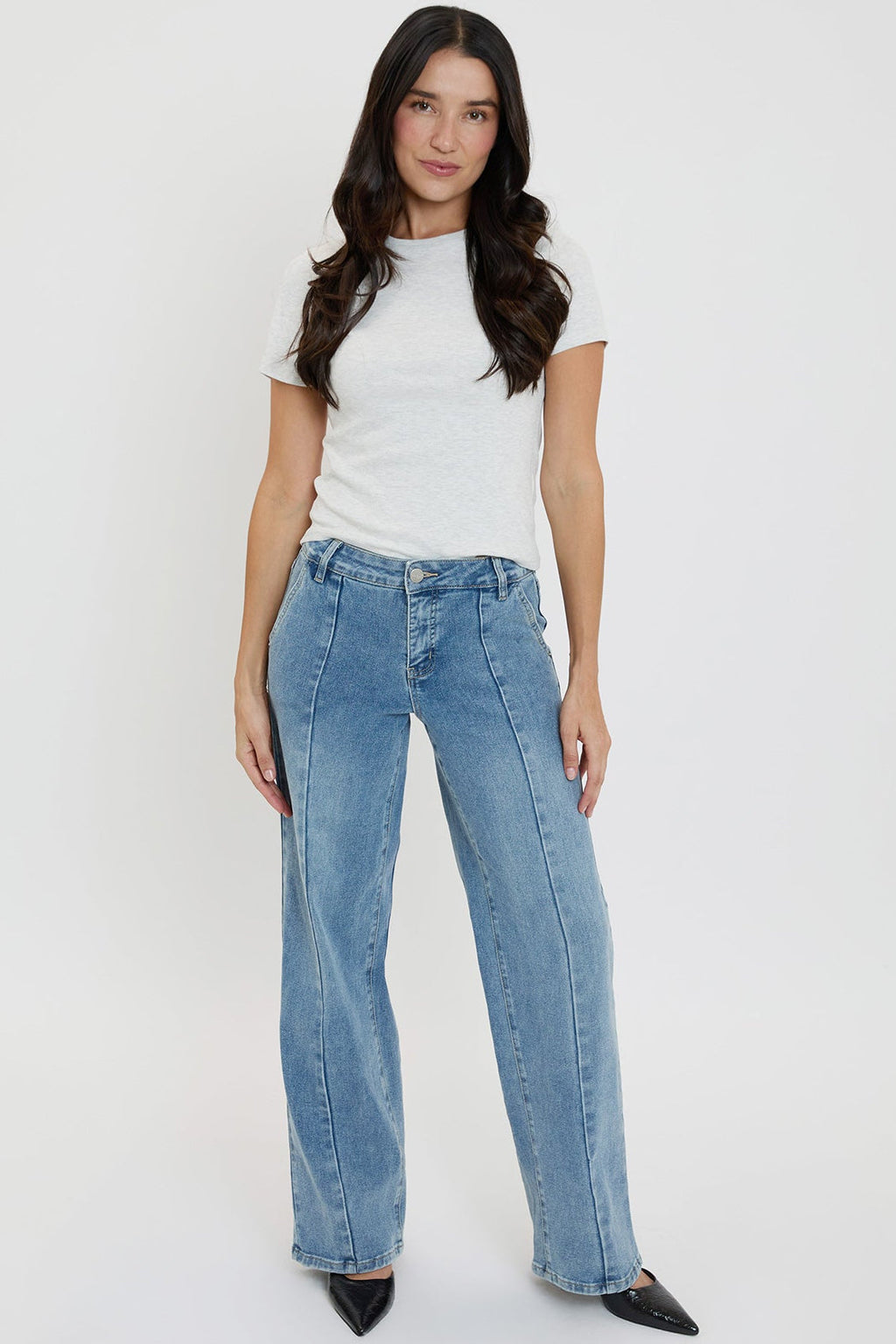 Women's Front Seam Wide Leg Jeans